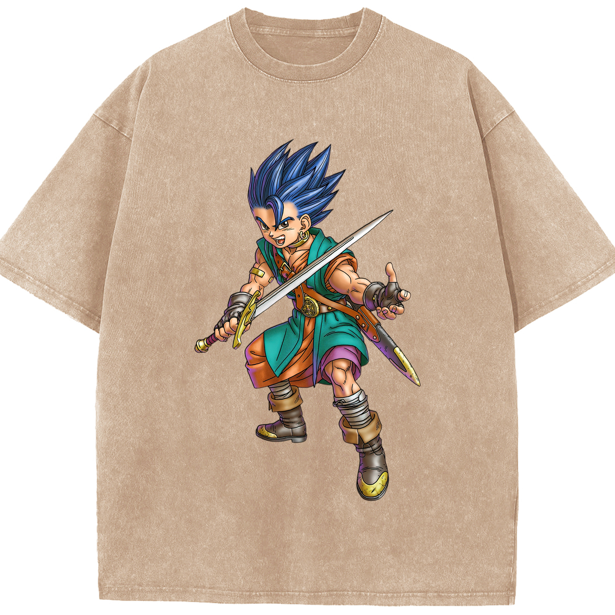 （画像用） ドラゴンクエスト Doragon Kuesuto Dragon Quest 綿100% ヴィンテージ風 半袖Tシャツ（フロントプリント）