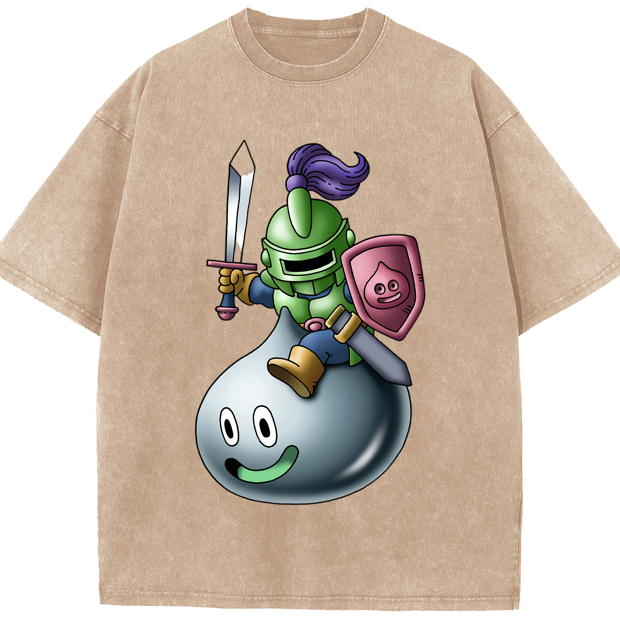 （画像用） ドラゴンクエスト Doragon Kuesuto Dragon Quest 綿100% ヴィンテージ風 半袖Tシャツ（フロントプリント）