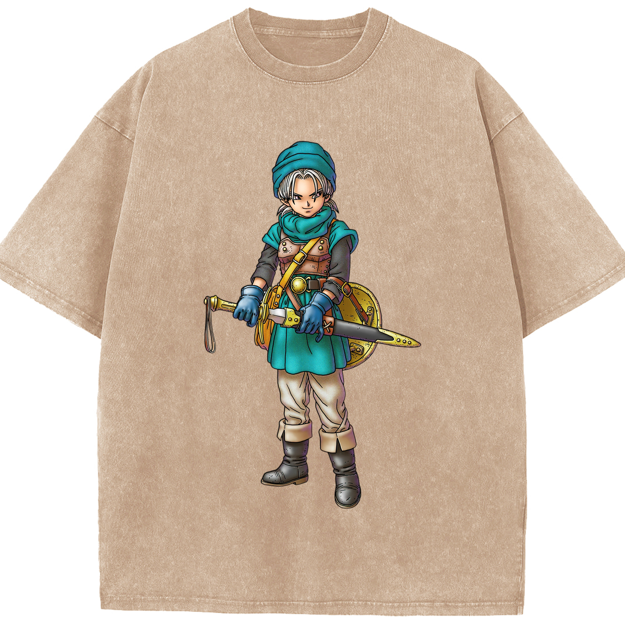（画像用） ドラゴンクエスト Doragon Kuesuto Dragon Quest 綿100% ヴィンテージ風 半袖Tシャツ（フロントプリント）