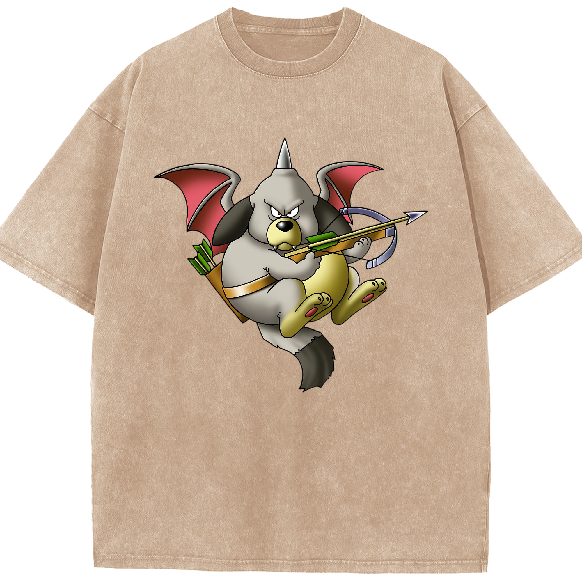 （画像用） ドラゴンクエスト Doragon Kuesuto Dragon Quest 綿100% ヴィンテージ風 半袖Tシャツ（フロントプリント）