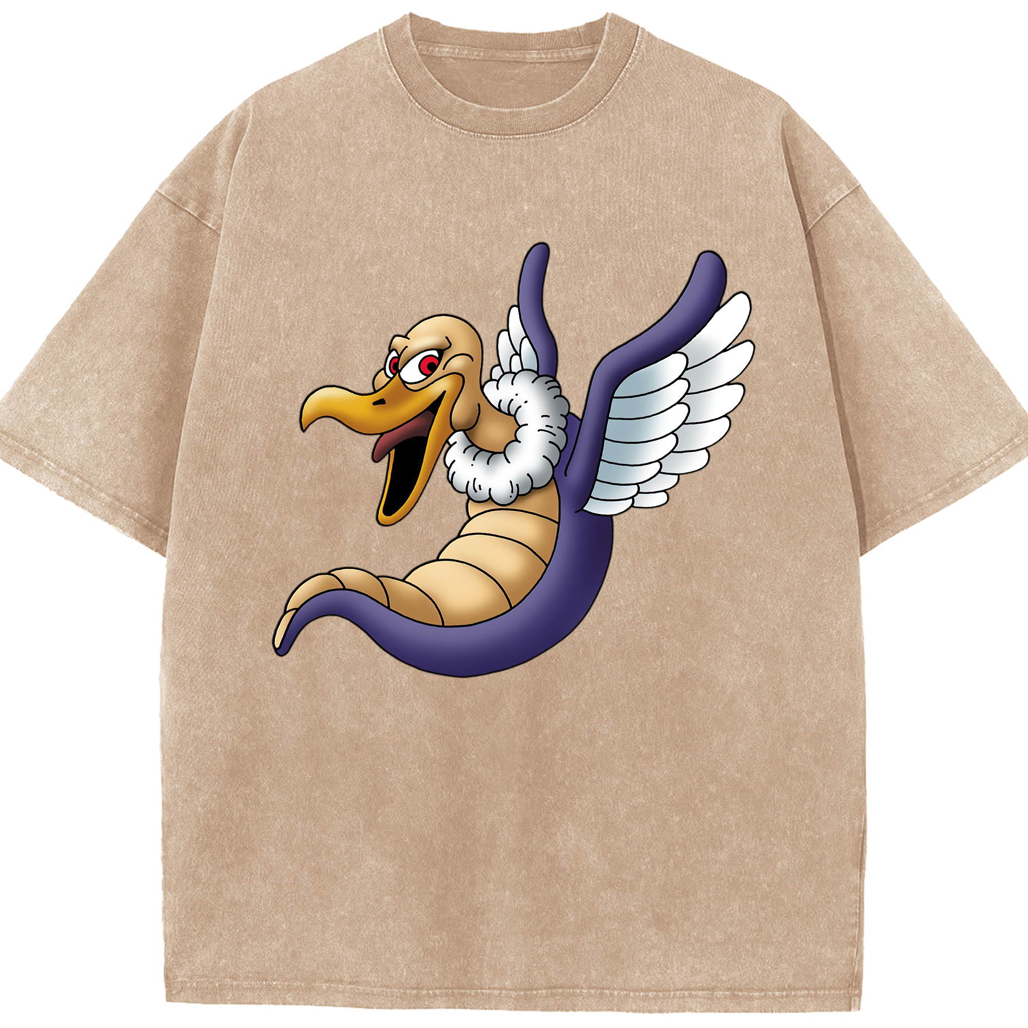 （画像用） ドラゴンクエスト Doragon Kuesuto Dragon Quest 綿100% ヴィンテージ風 半袖Tシャツ（フロントプリント）