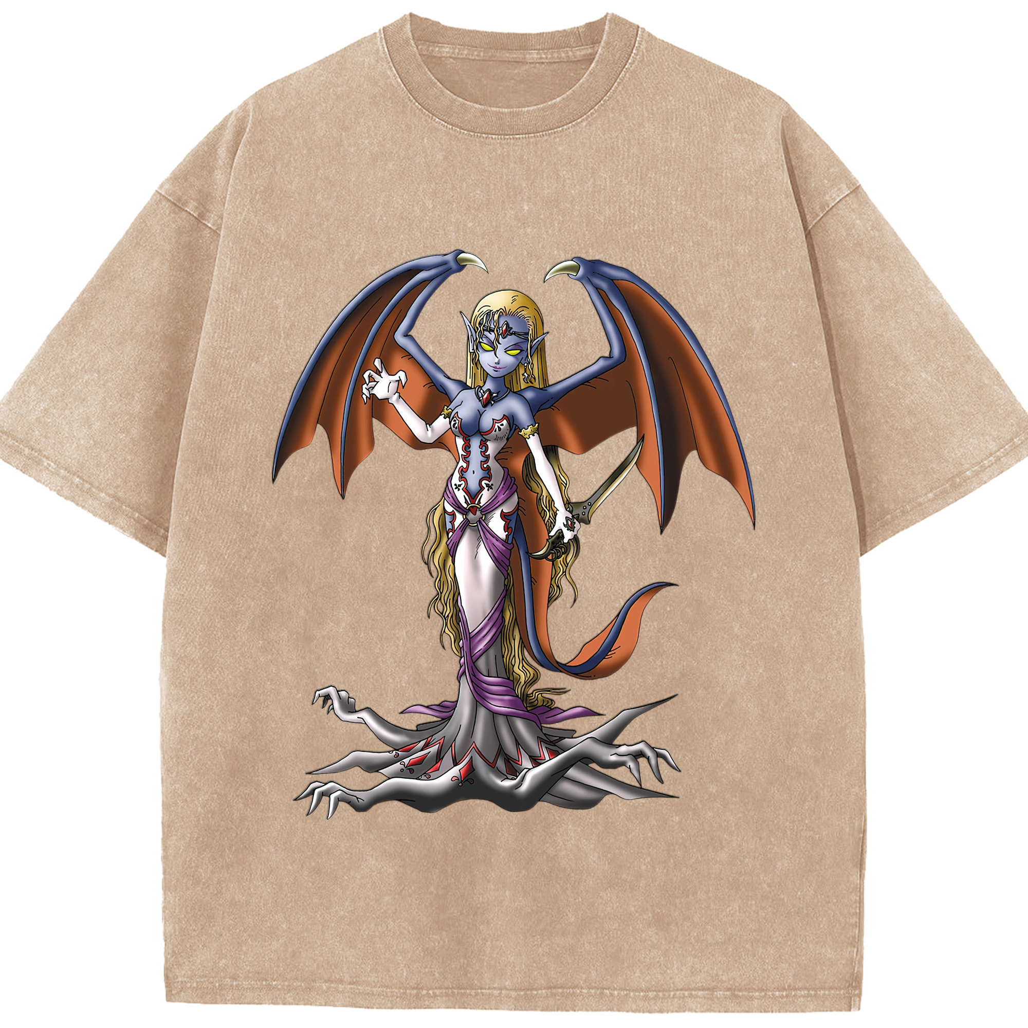 （画像用） ドラゴンクエスト Doragon Kuesuto Dragon Quest 綿100% ヴィンテージ風 半袖Tシャツ（フロントプリント）