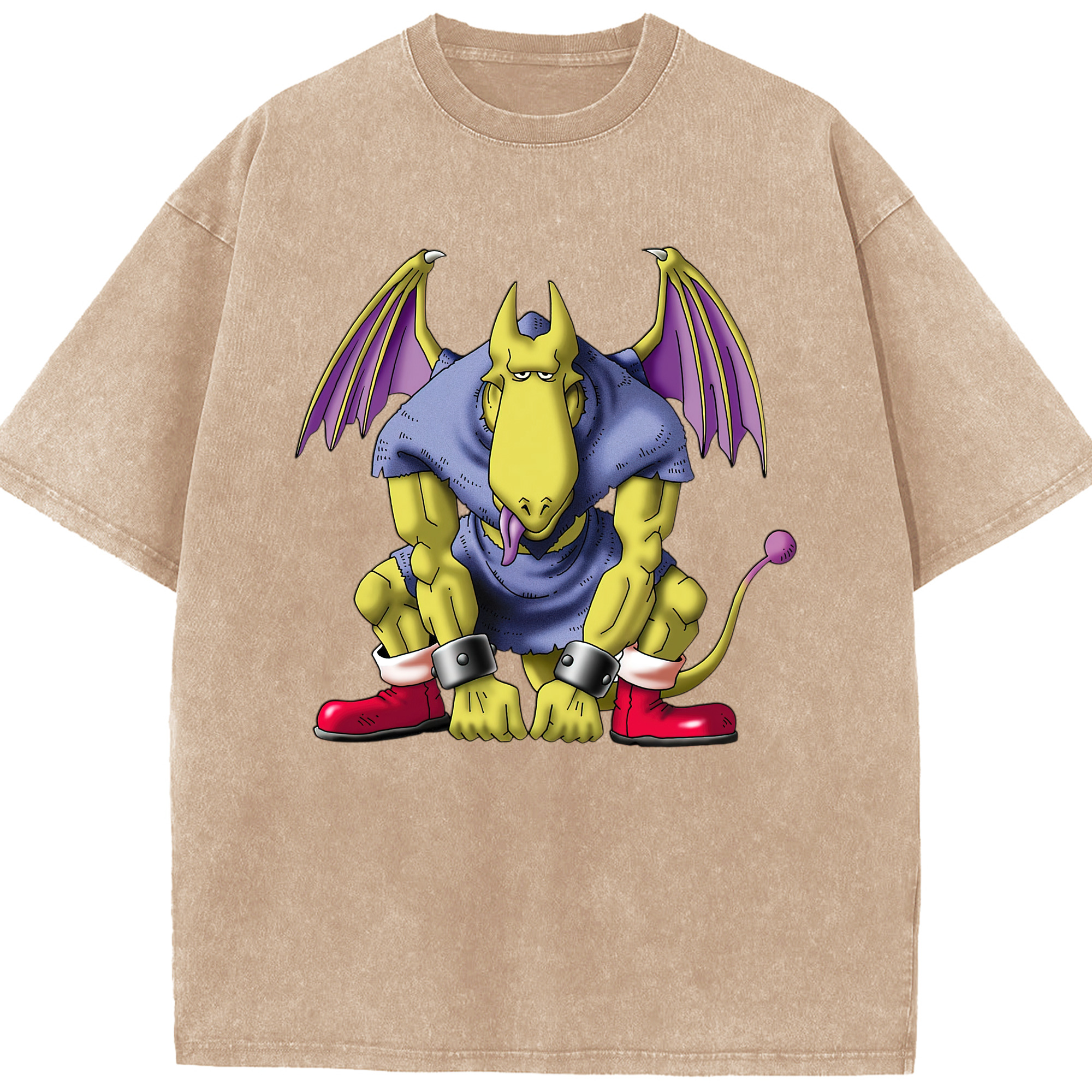 （画像用） ドラゴンクエスト Doragon Kuesuto Dragon Quest 綿100% ヴィンテージ風 半袖Tシャツ（フロントプリント）