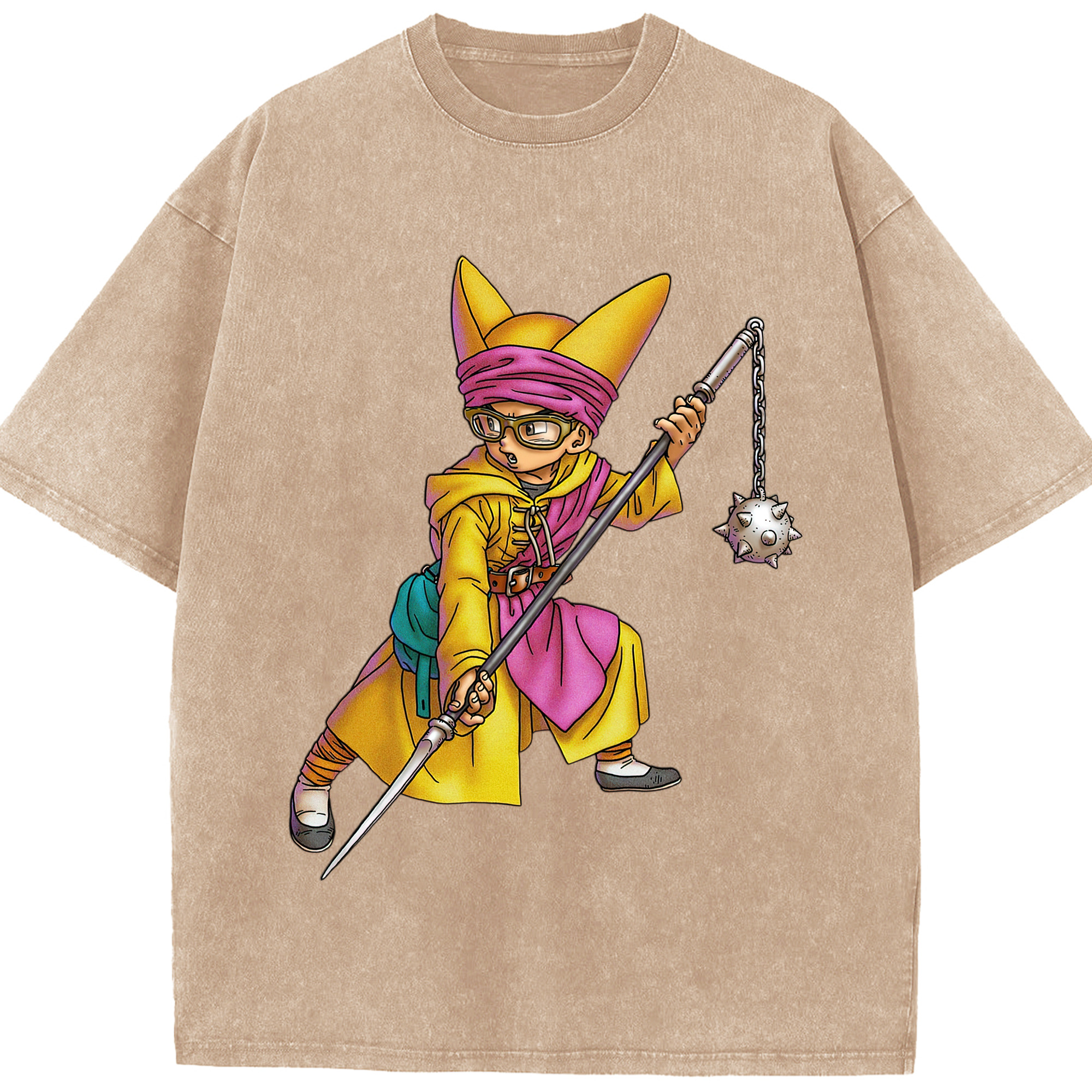 （画像用） ドラゴンクエスト Doragon Kuesuto Dragon Quest 綿100% ヴィンテージ風 半袖Tシャツ（フロントプリント）