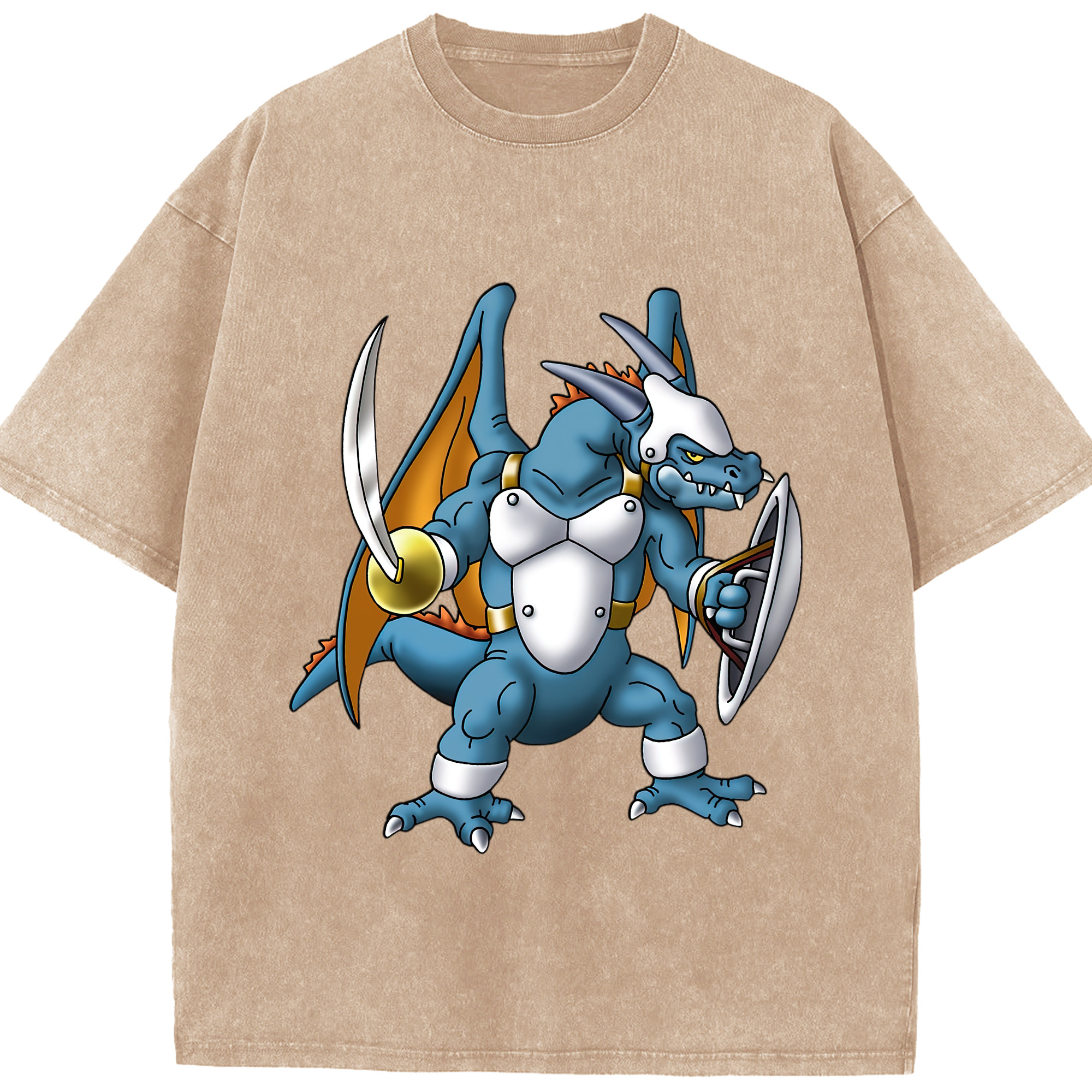 （画像用） ドラゴンクエスト Doragon Kuesuto Dragon Quest 綿100% ヴィンテージ風 半袖Tシャツ（フロントプリント）