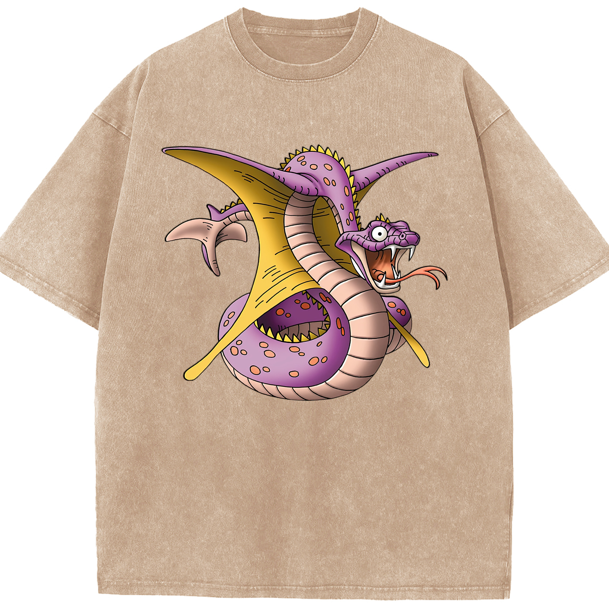 （画像用） ドラゴンクエスト Doragon Kuesuto Dragon Quest 綿100% ヴィンテージ風 半袖Tシャツ（フロントプリント）