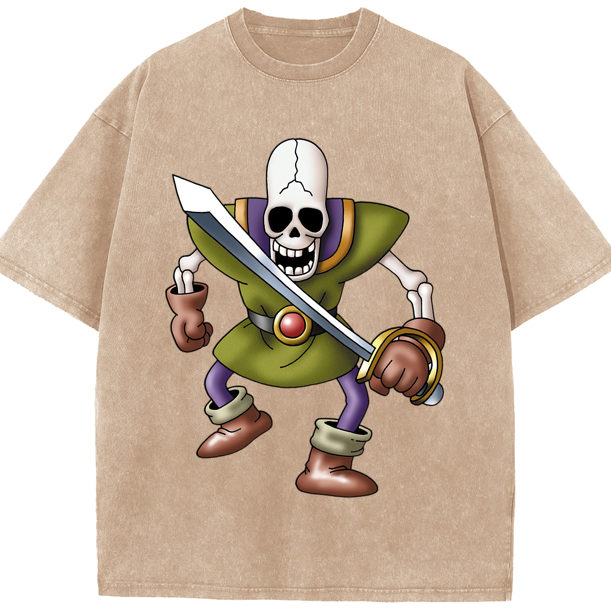 （画像用） ドラゴンクエスト Doragon Kuesuto Dragon Quest 綿100% ヴィンテージ風 半袖Tシャツ（フロントプリント）