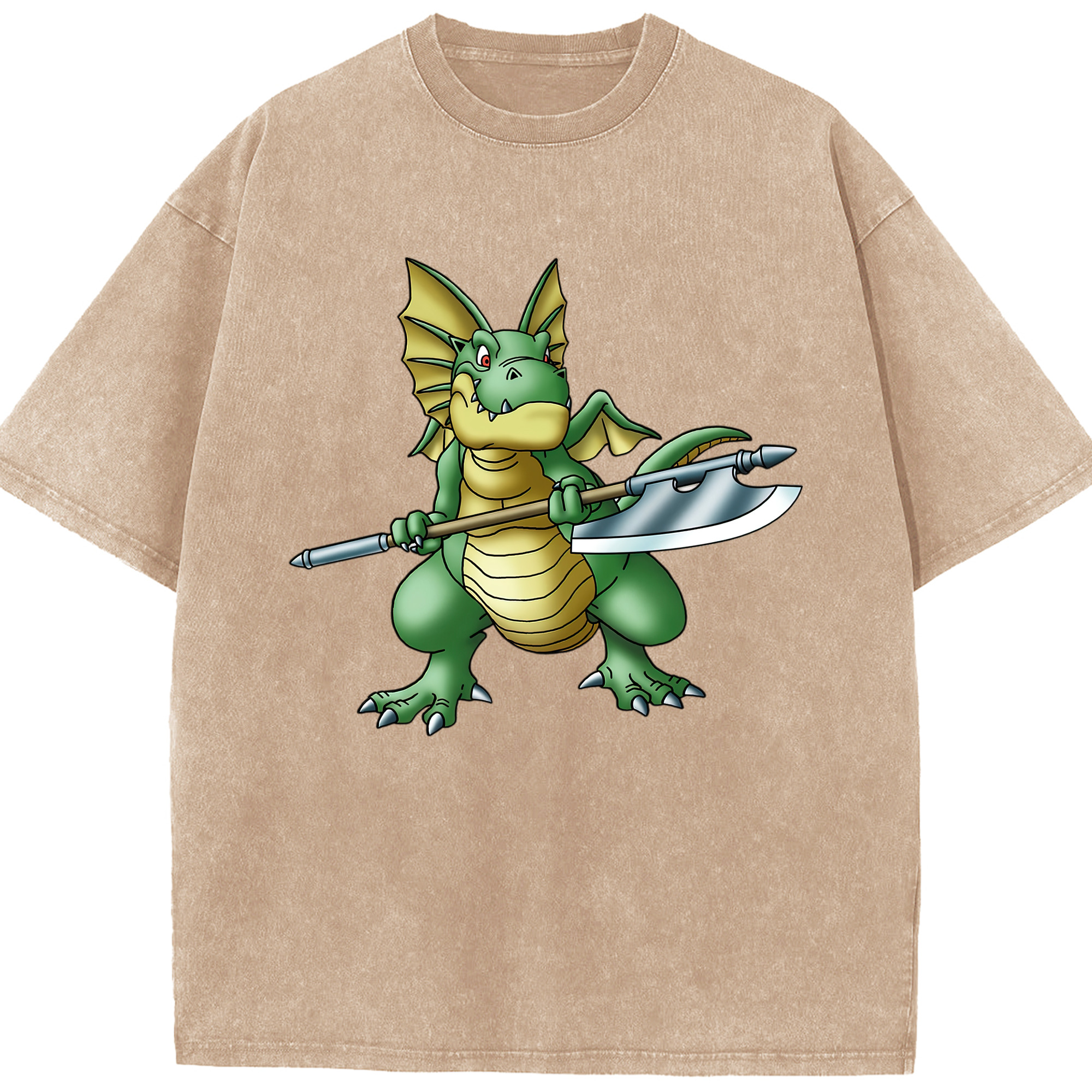 （画像用） ドラゴンクエスト Doragon Kuesuto Dragon Quest 綿100% ヴィンテージ風 半袖Tシャツ（フロントプリント）
