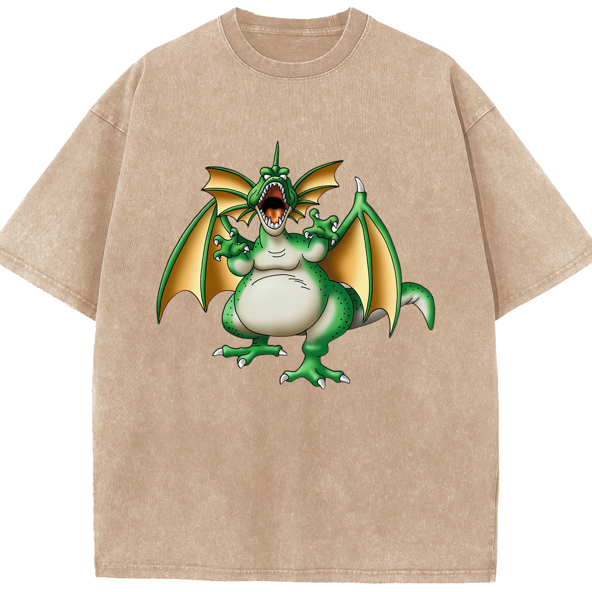 （画像用） ドラゴンクエスト Doragon Kuesuto Dragon Quest 綿100% ヴィンテージ風 半袖Tシャツ（フロントプリント）