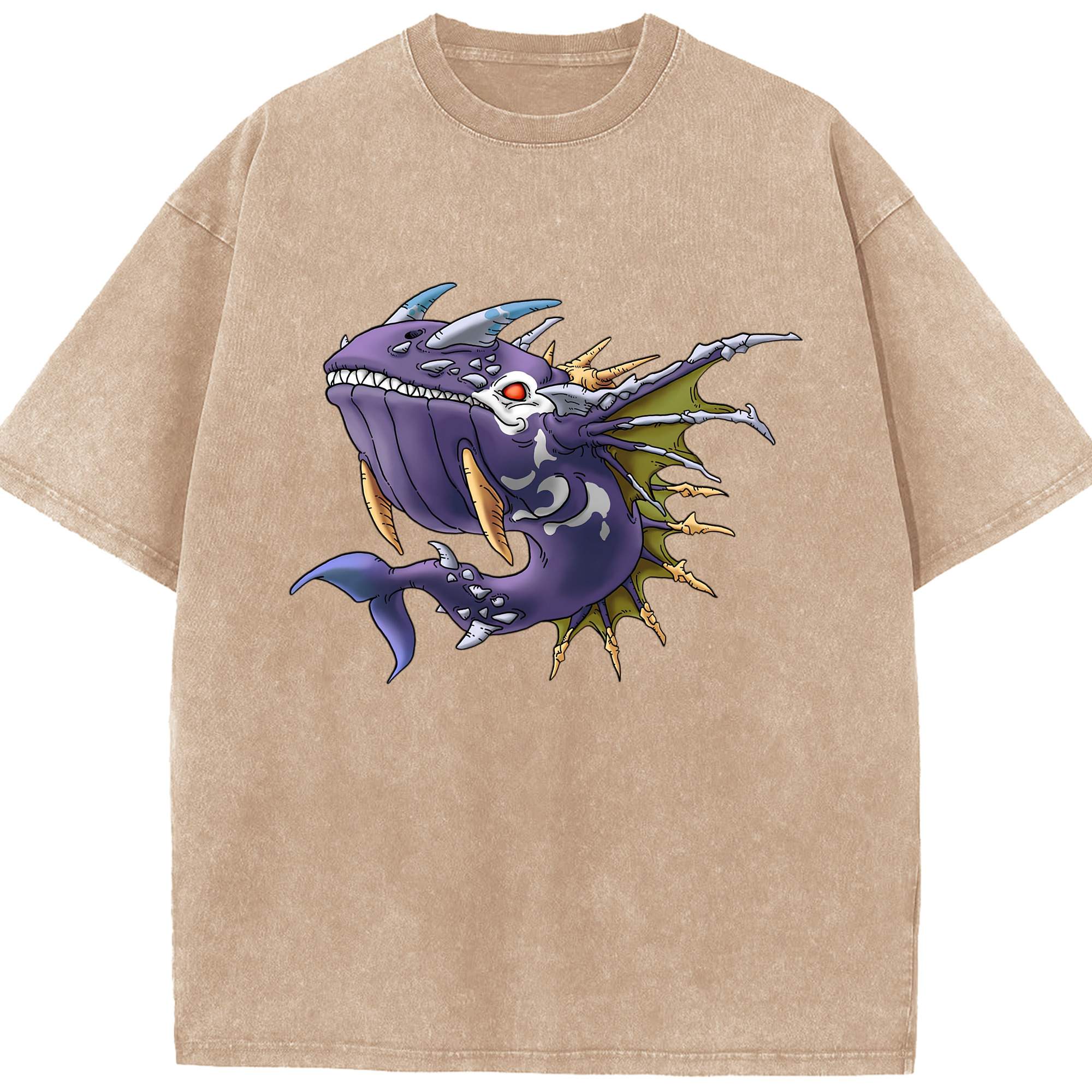 （画像用） ドラゴンクエスト Doragon Kuesuto Dragon Quest 綿100% ヴィンテージ風 半袖Tシャツ（フロントプリント）