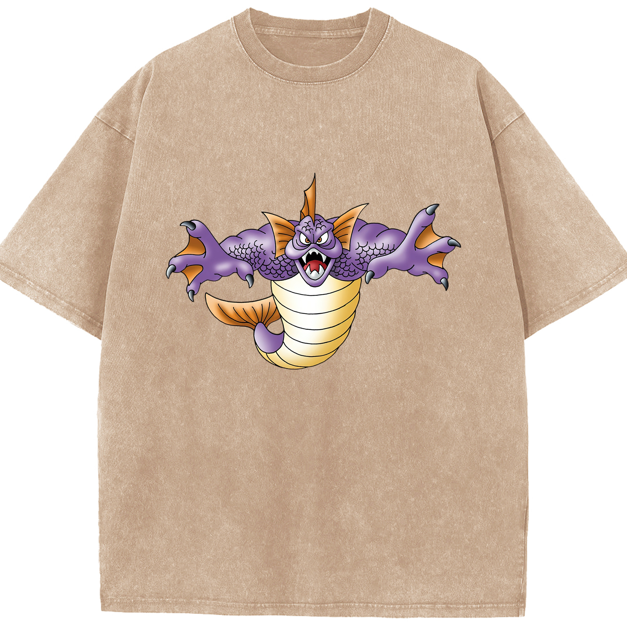 （画像用） ドラゴンクエスト Doragon Kuesuto Dragon Quest 綿100% ヴィンテージ風 半袖Tシャツ（フロントプリント）