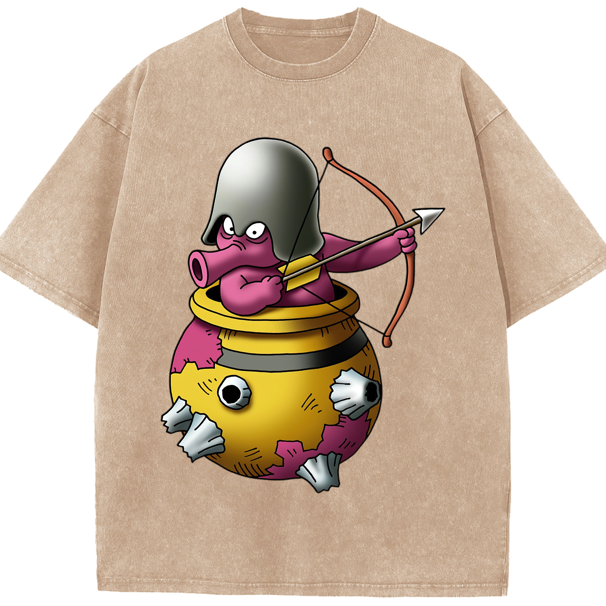 （画像用） ドラゴンクエスト Doragon Kuesuto Dragon Quest 綿100% ヴィンテージ風 半袖Tシャツ（フロントプリント）