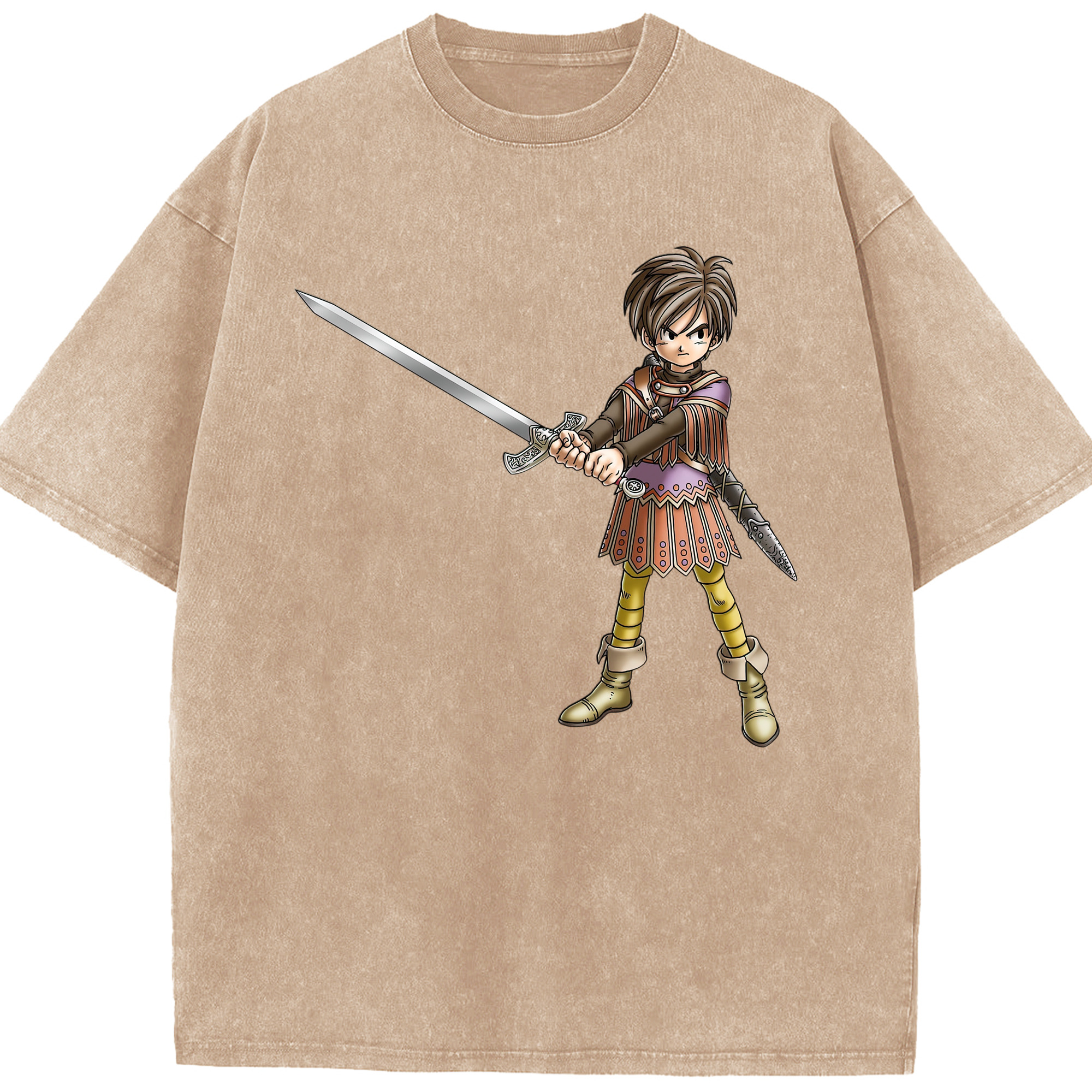 （画像用） ドラゴンクエスト Doragon Kuesuto Dragon Quest 綿100% ヴィンテージ風 半袖Tシャツ（フロントプリント）