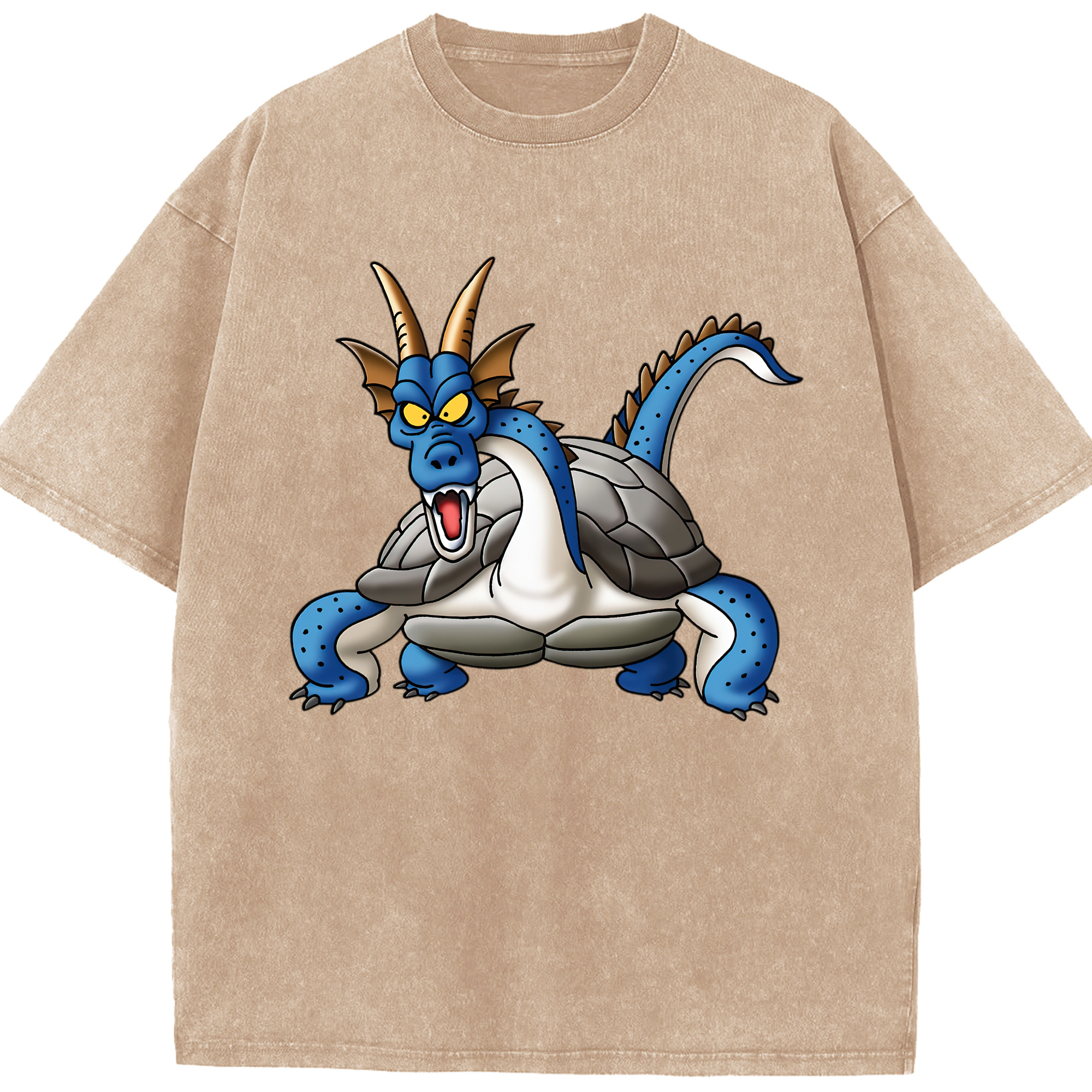 （画像用） ドラゴンクエスト Doragon Kuesuto Dragon Quest 綿100% ヴィンテージ風 半袖Tシャツ（フロントプリント）