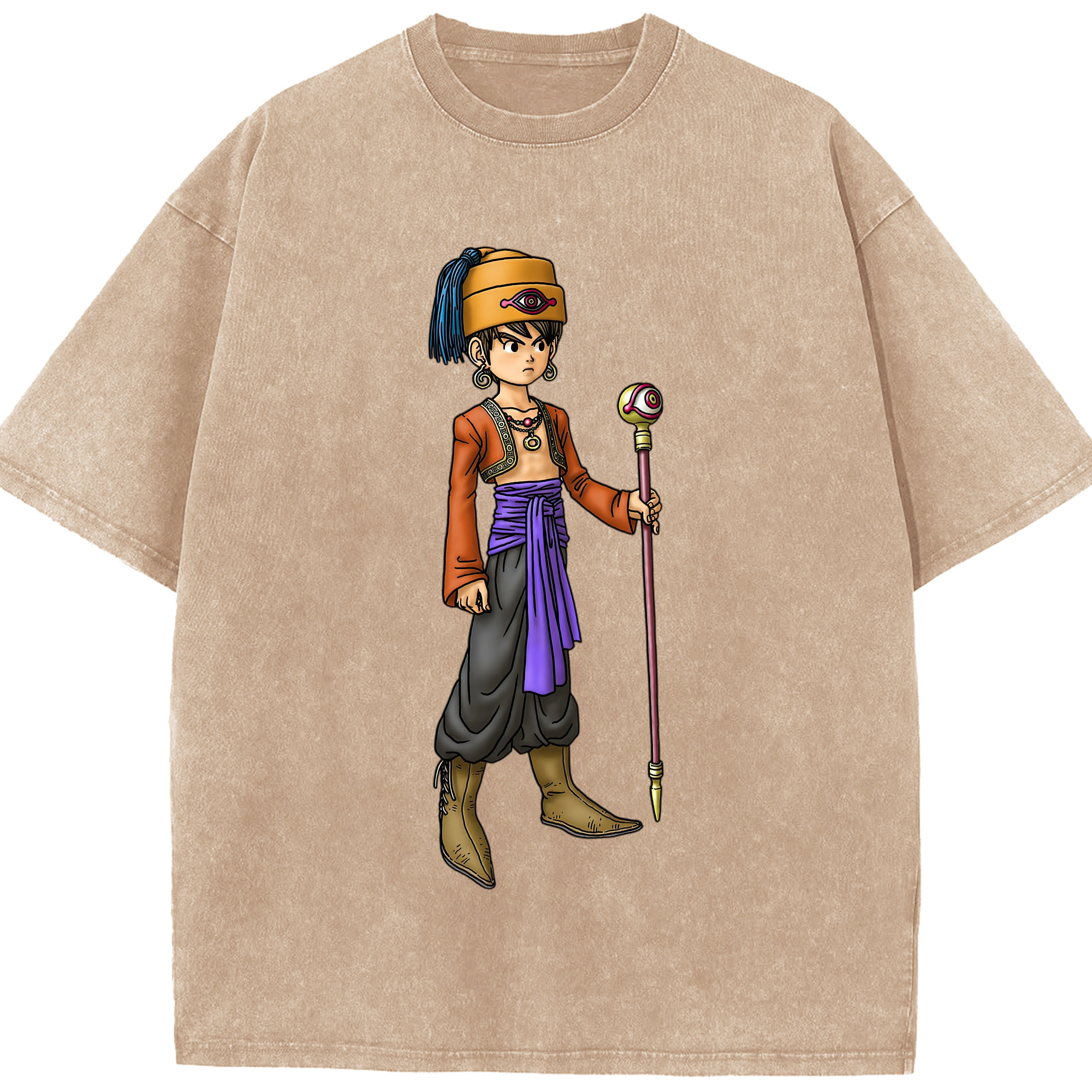 （画像用） ドラゴンクエスト Doragon Kuesuto Dragon Quest 綿100% ヴィンテージ風 半袖Tシャツ（フロントプリント）