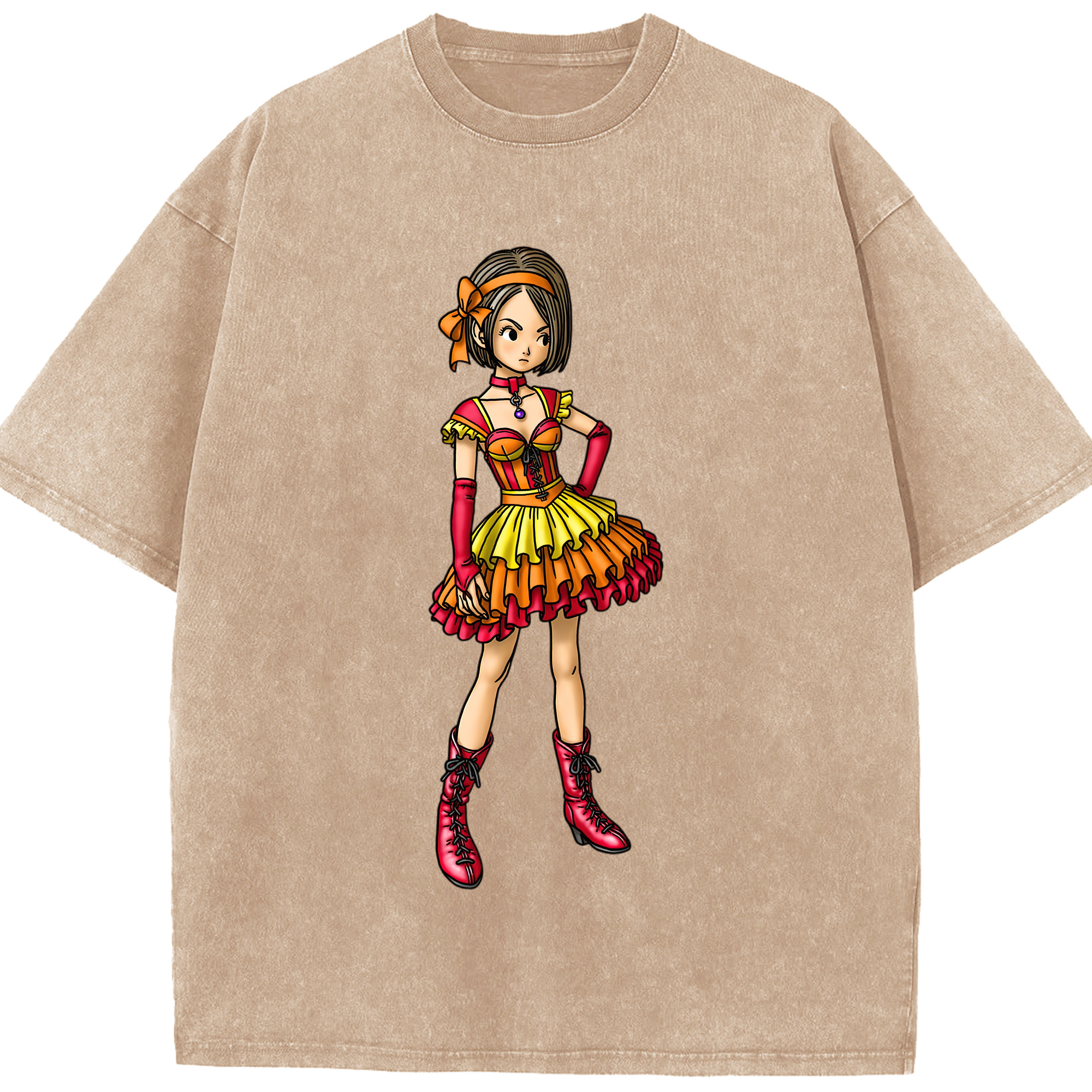 （画像用） ドラゴンクエスト Doragon Kuesuto Dragon Quest 綿100% ヴィンテージ風 半袖Tシャツ（フロントプリント）