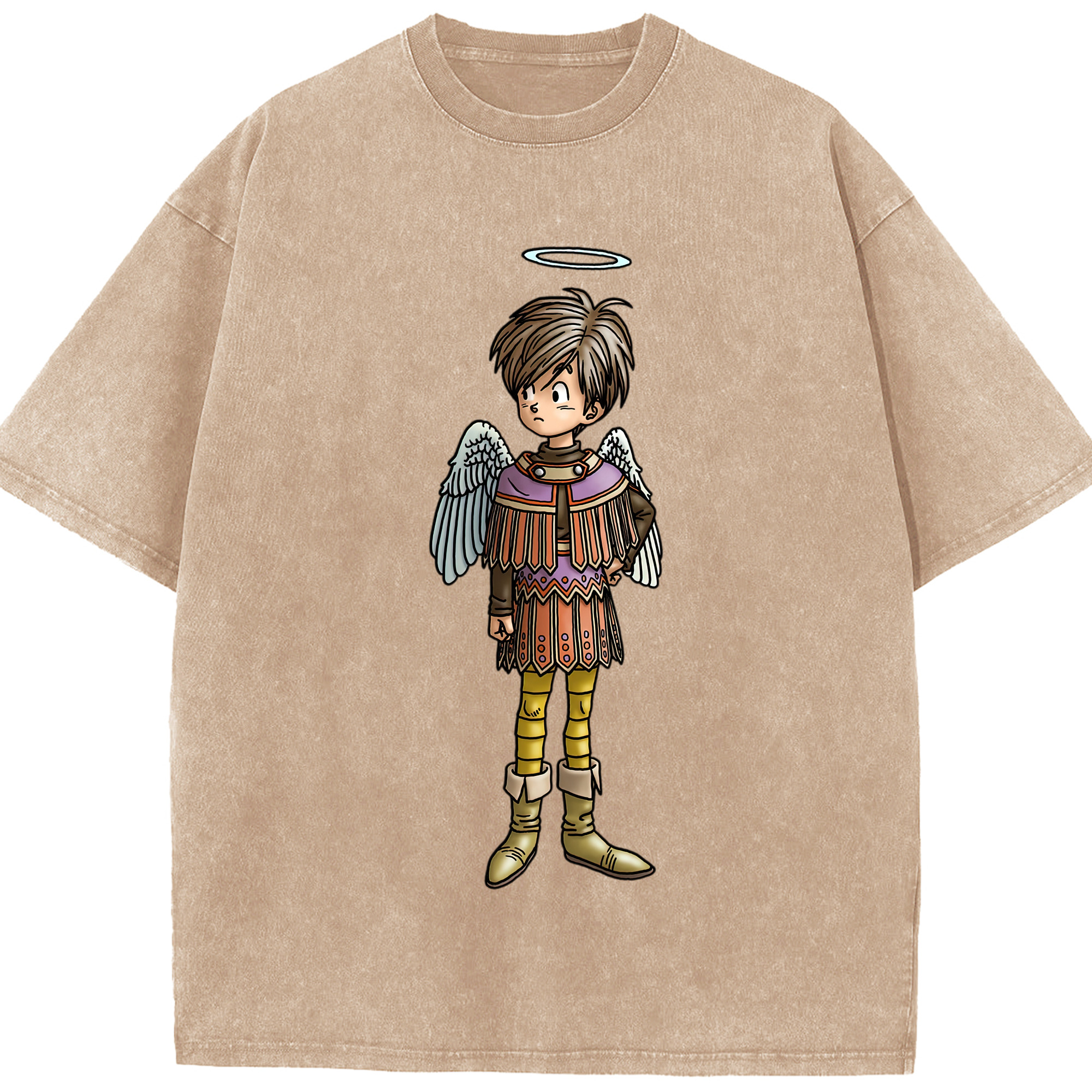 （画像用） ドラゴンクエスト Doragon Kuesuto Dragon Quest 綿100% ヴィンテージ風 半袖Tシャツ（フロントプリント）