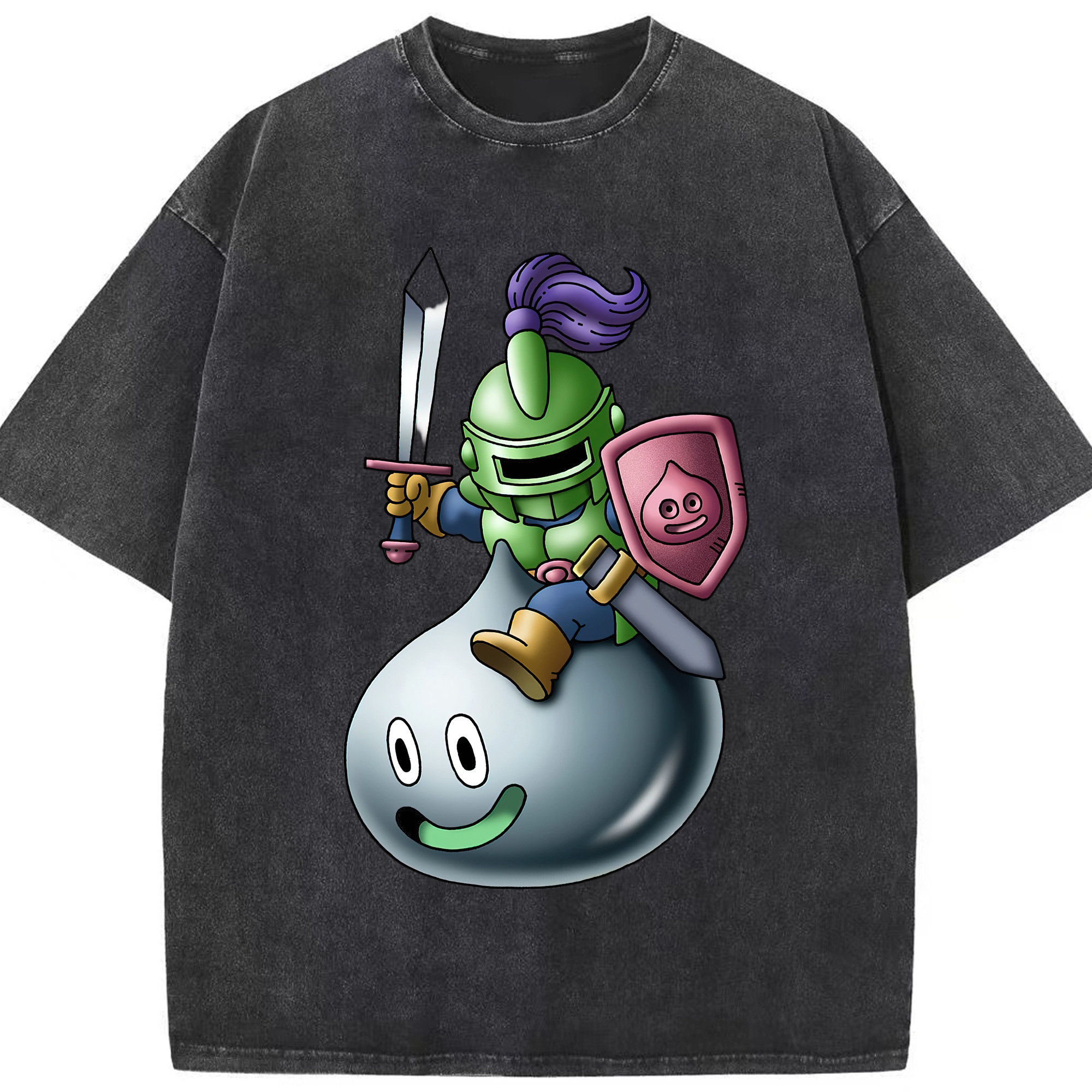 （画像用） ドラゴンクエスト Doragon Kuesuto Dragon Quest 綿100% ヴィンテージ風 半袖Tシャツ（フロントプリント）