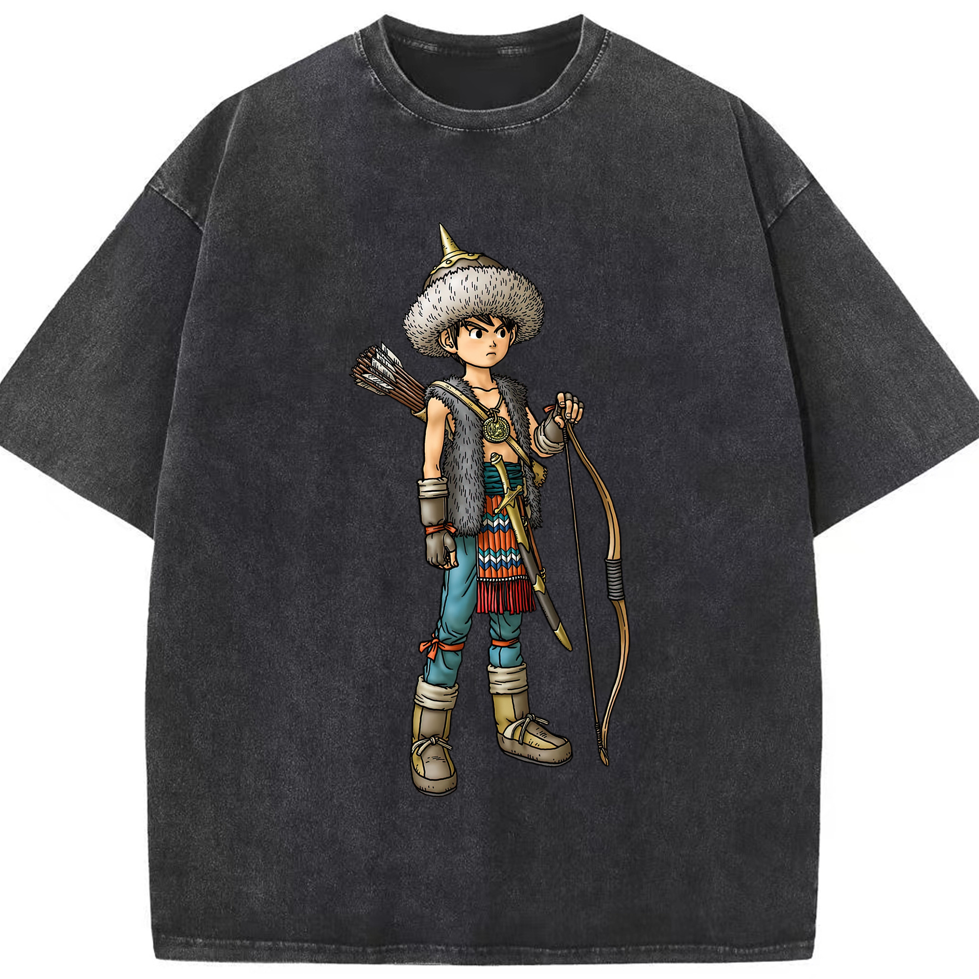 （画像用） ドラゴンクエスト Doragon Kuesuto Dragon Quest 綿100% ヴィンテージ風 半袖Tシャツ（フロントプリント）