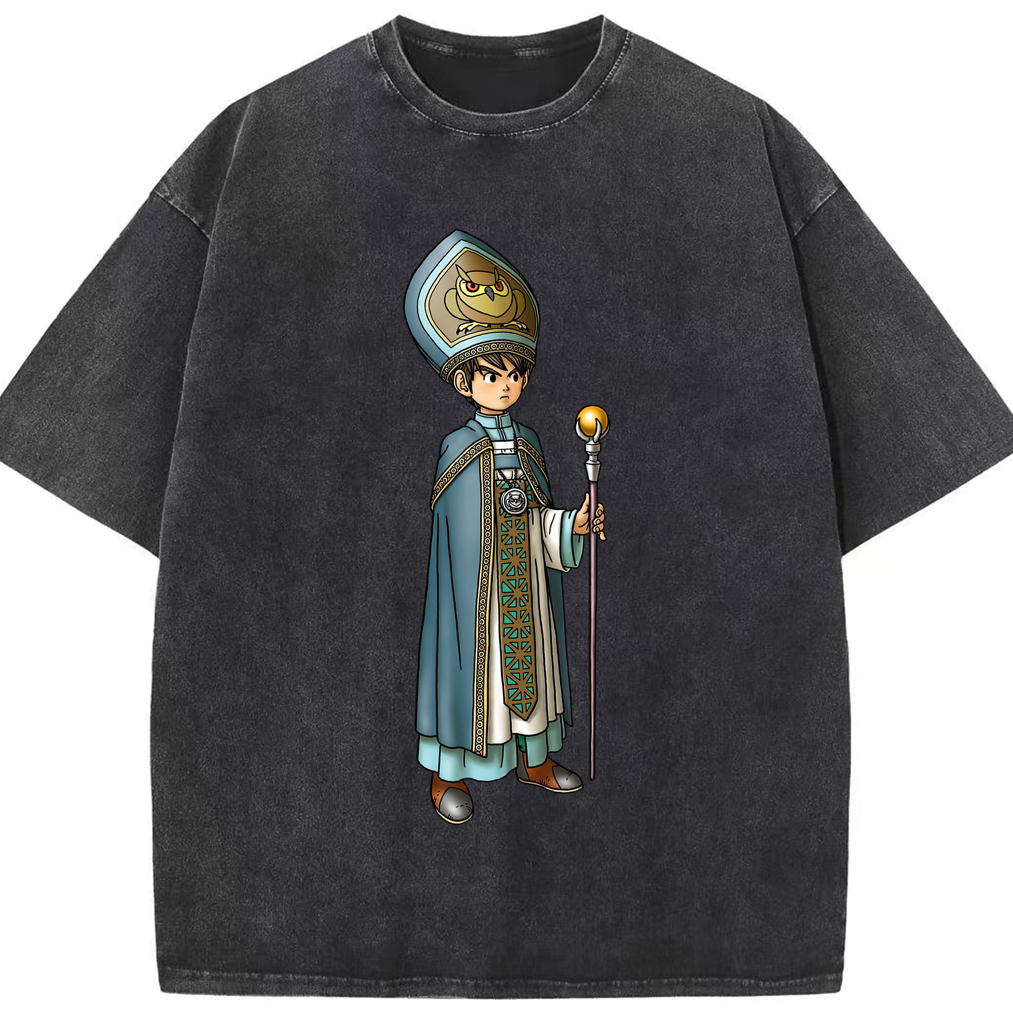 （画像用） ドラゴンクエスト Doragon Kuesuto Dragon Quest 綿100% ヴィンテージ風 半袖Tシャツ（フロントプリント）