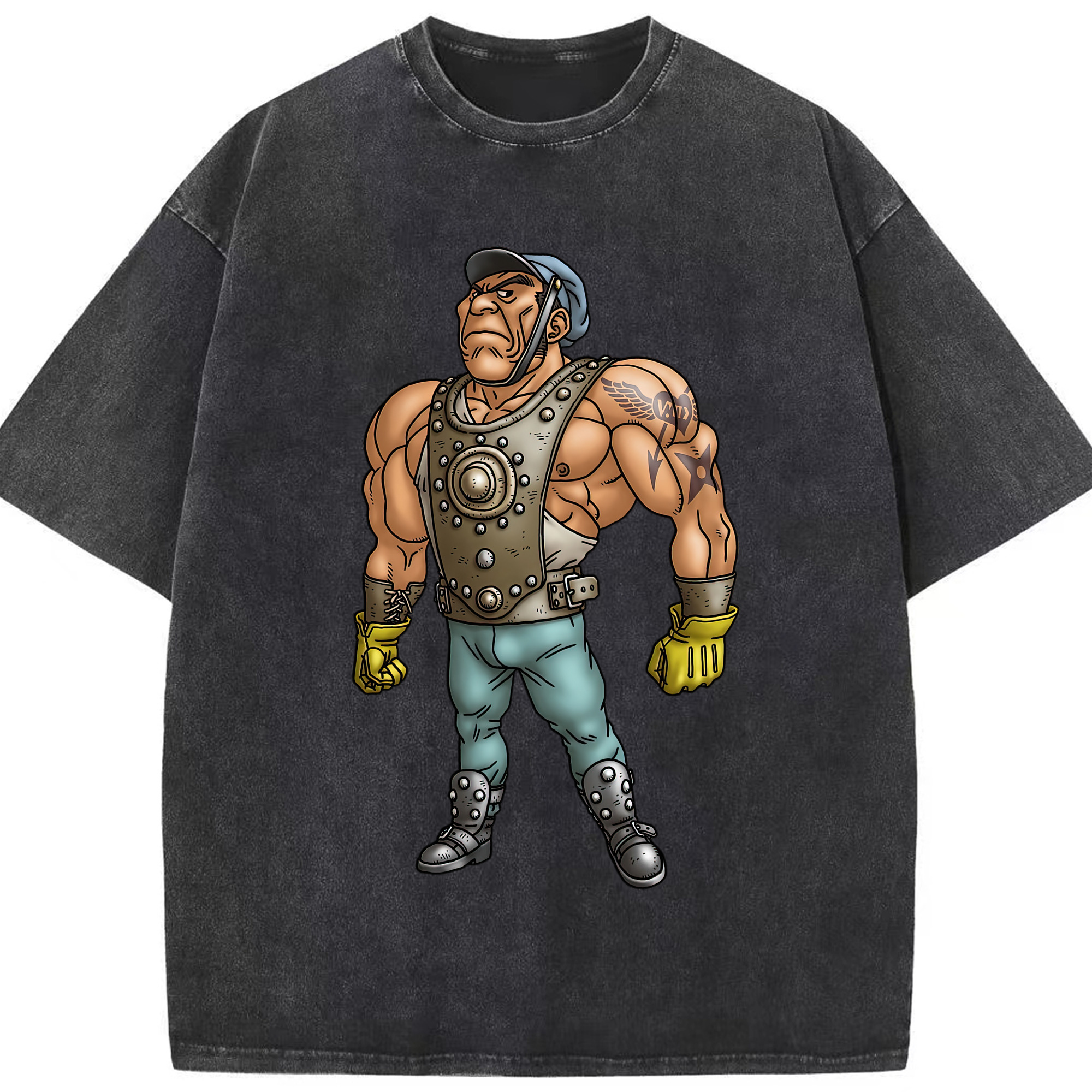 （画像用） ドラゴンクエスト Doragon Kuesuto Dragon Quest 綿100% ヴィンテージ風 半袖Tシャツ（フロントプリント）