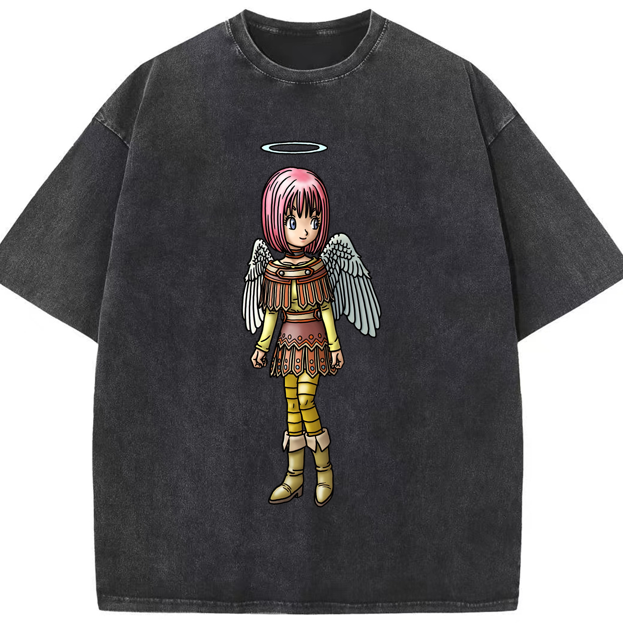 （画像用） ドラゴンクエスト Doragon Kuesuto Dragon Quest 綿100% ヴィンテージ風 半袖Tシャツ（フロントプリント）