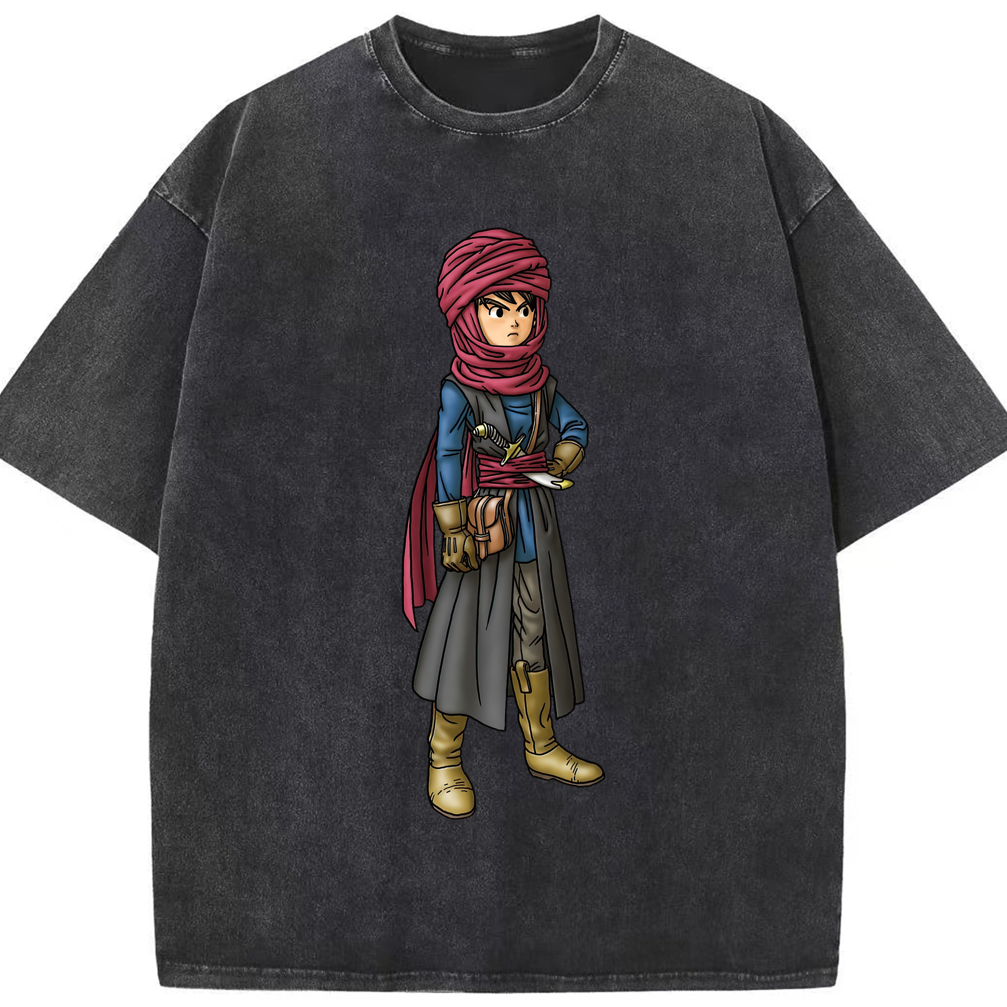 （画像用） ドラゴンクエスト Doragon Kuesuto Dragon Quest 綿100% ヴィンテージ風 半袖Tシャツ（フロントプリント）