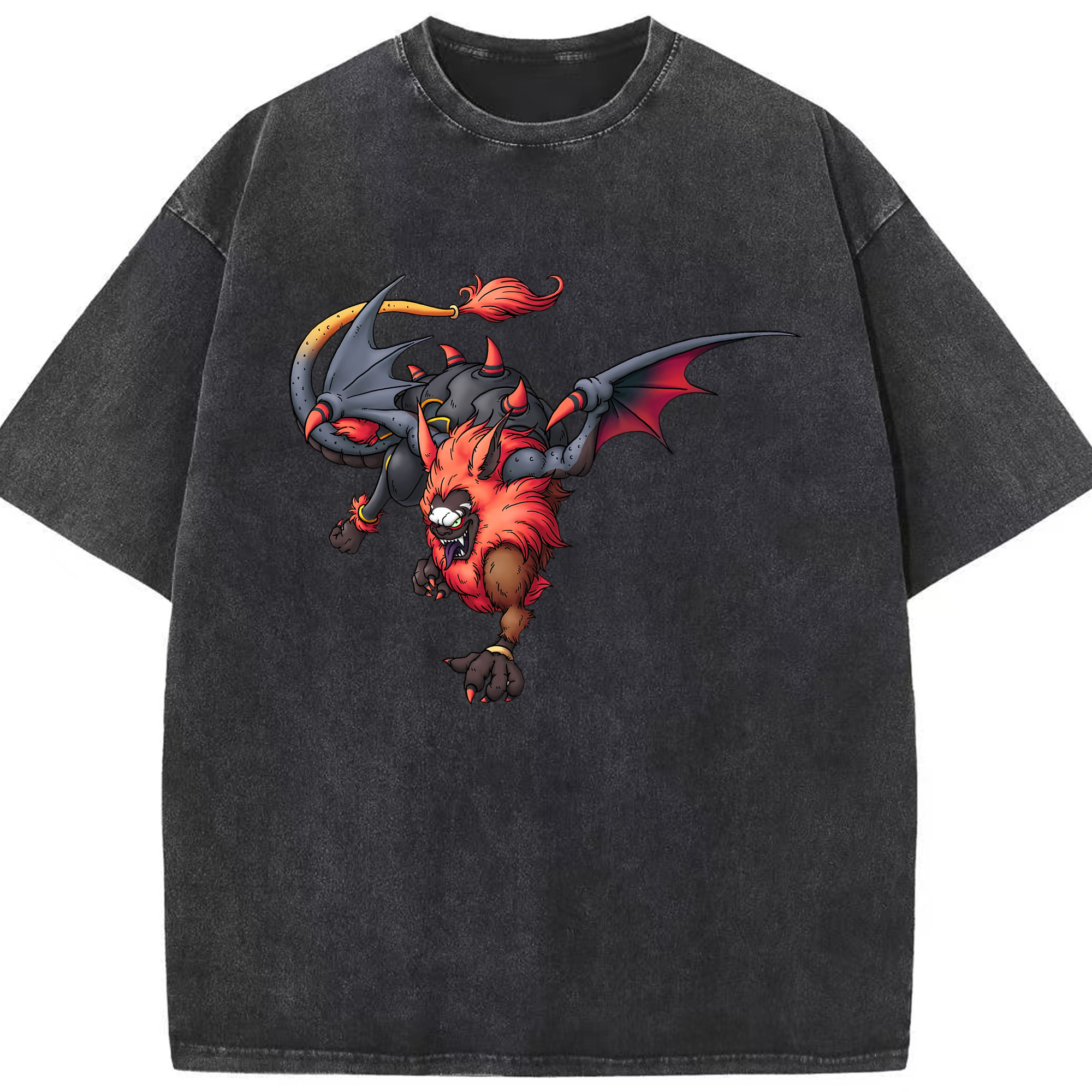 （画像用） ドラゴンクエスト Doragon Kuesuto Dragon Quest 綿100% ヴィンテージ風 半袖Tシャツ（フロントプリント）