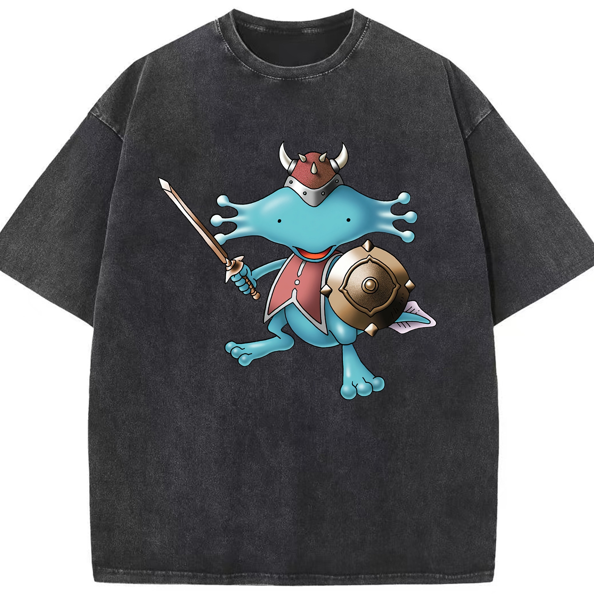 （画像用） ドラゴンクエスト Doragon Kuesuto Dragon Quest 綿100% ヴィンテージ風 半袖Tシャツ（フロントプリント）