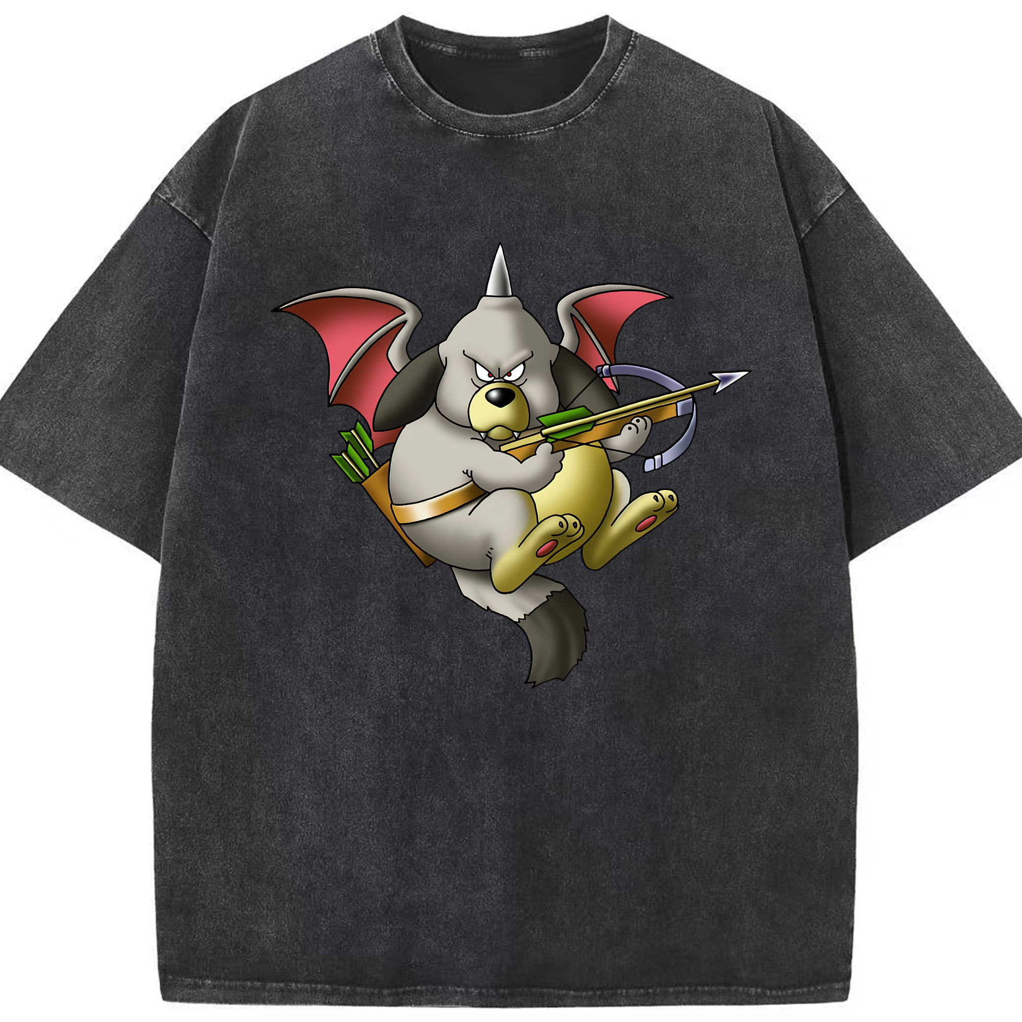 （画像用） ドラゴンクエスト Doragon Kuesuto Dragon Quest 綿100% ヴィンテージ風 半袖Tシャツ（フロントプリント）