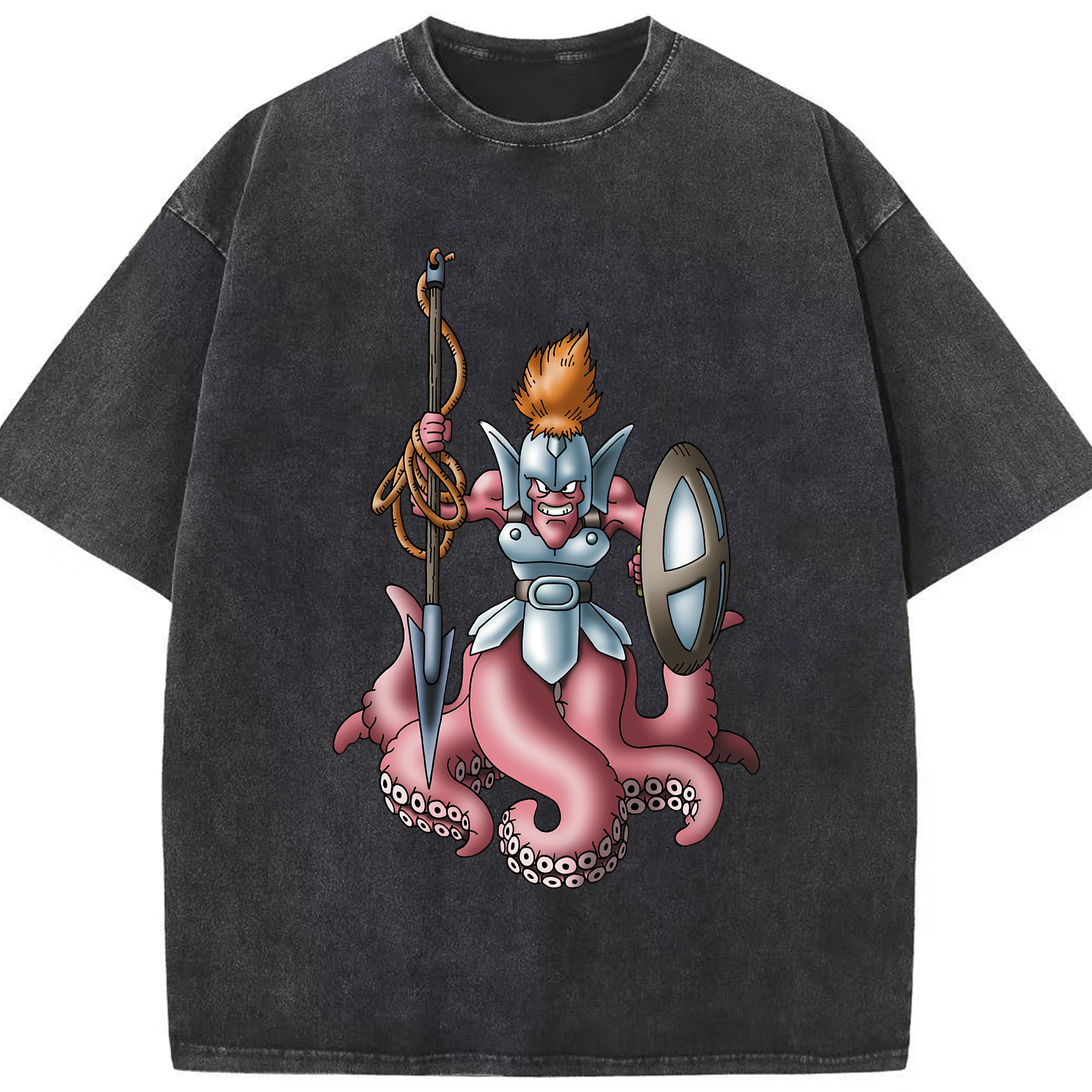（画像用） ドラゴンクエスト Doragon Kuesuto Dragon Quest 綿100% ヴィンテージ風 半袖Tシャツ（フロントプリント）