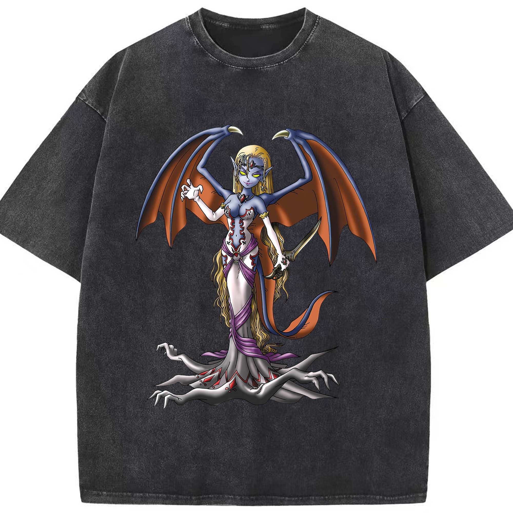 （画像用） ドラゴンクエスト Doragon Kuesuto Dragon Quest 綿100% ヴィンテージ風 半袖Tシャツ（フロントプリント）