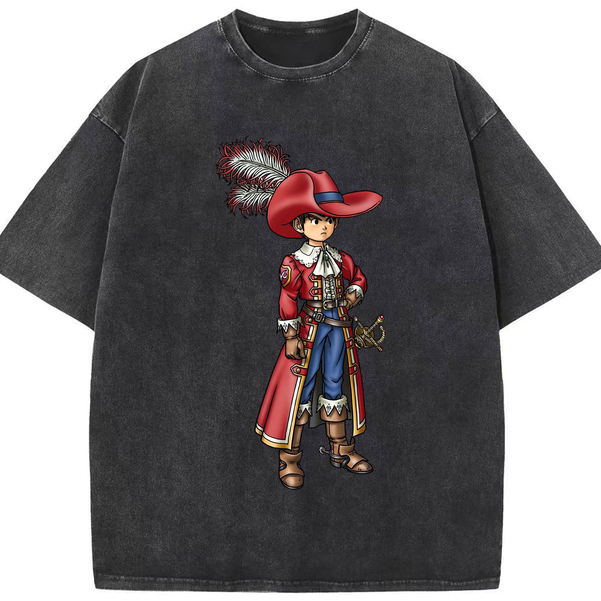 （画像用） ドラゴンクエスト Doragon Kuesuto Dragon Quest 綿100% ヴィンテージ風 半袖Tシャツ（フロントプリント）
