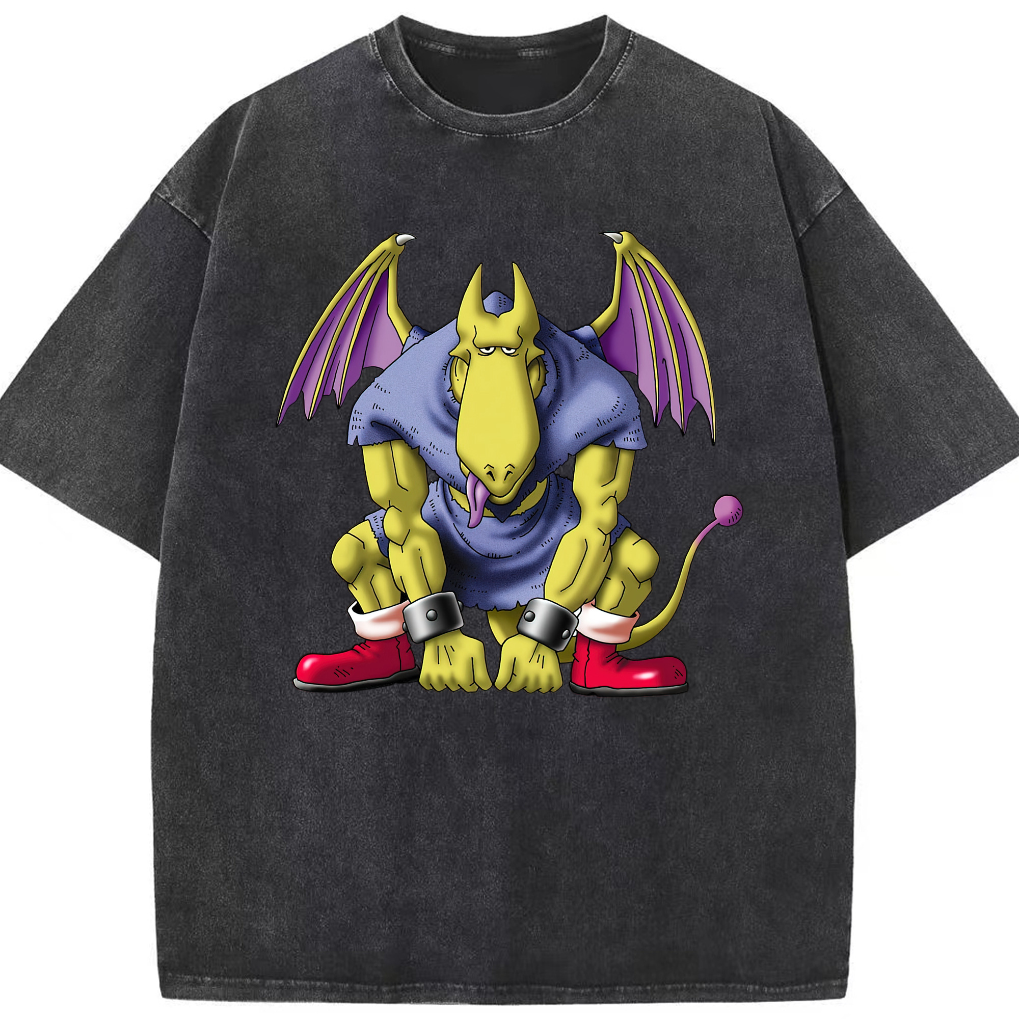 （画像用） ドラゴンクエスト Doragon Kuesuto Dragon Quest 綿100% ヴィンテージ風 半袖Tシャツ（フロントプリント）