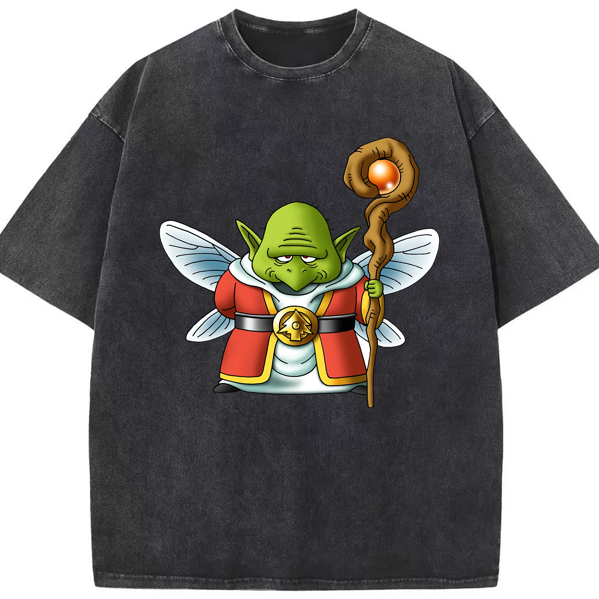 （画像用） ドラゴンクエスト Doragon Kuesuto Dragon Quest 綿100% ヴィンテージ風 半袖Tシャツ（フロントプリント）