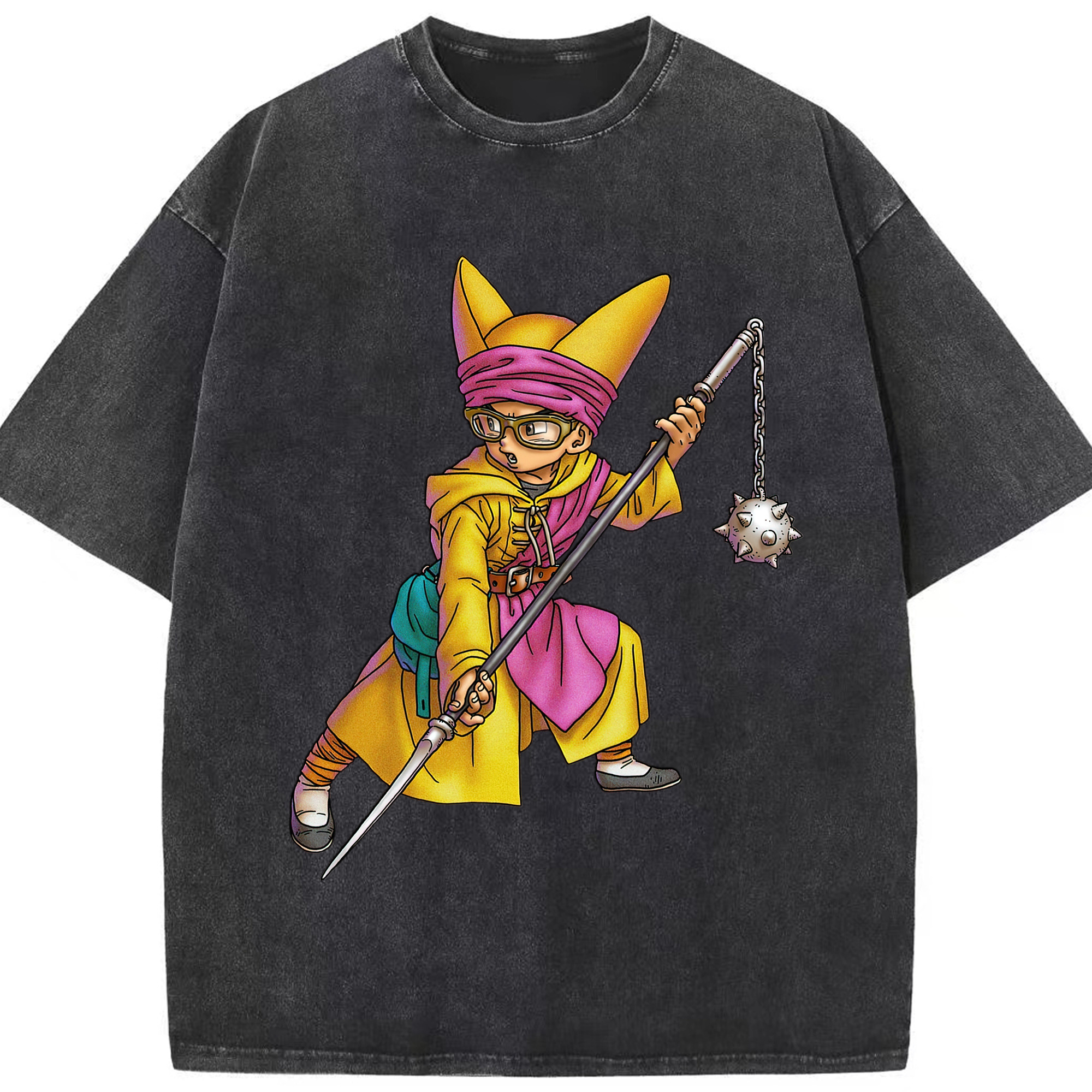 （画像用） ドラゴンクエスト Doragon Kuesuto Dragon Quest 綿100% ヴィンテージ風 半袖Tシャツ（フロントプリント）