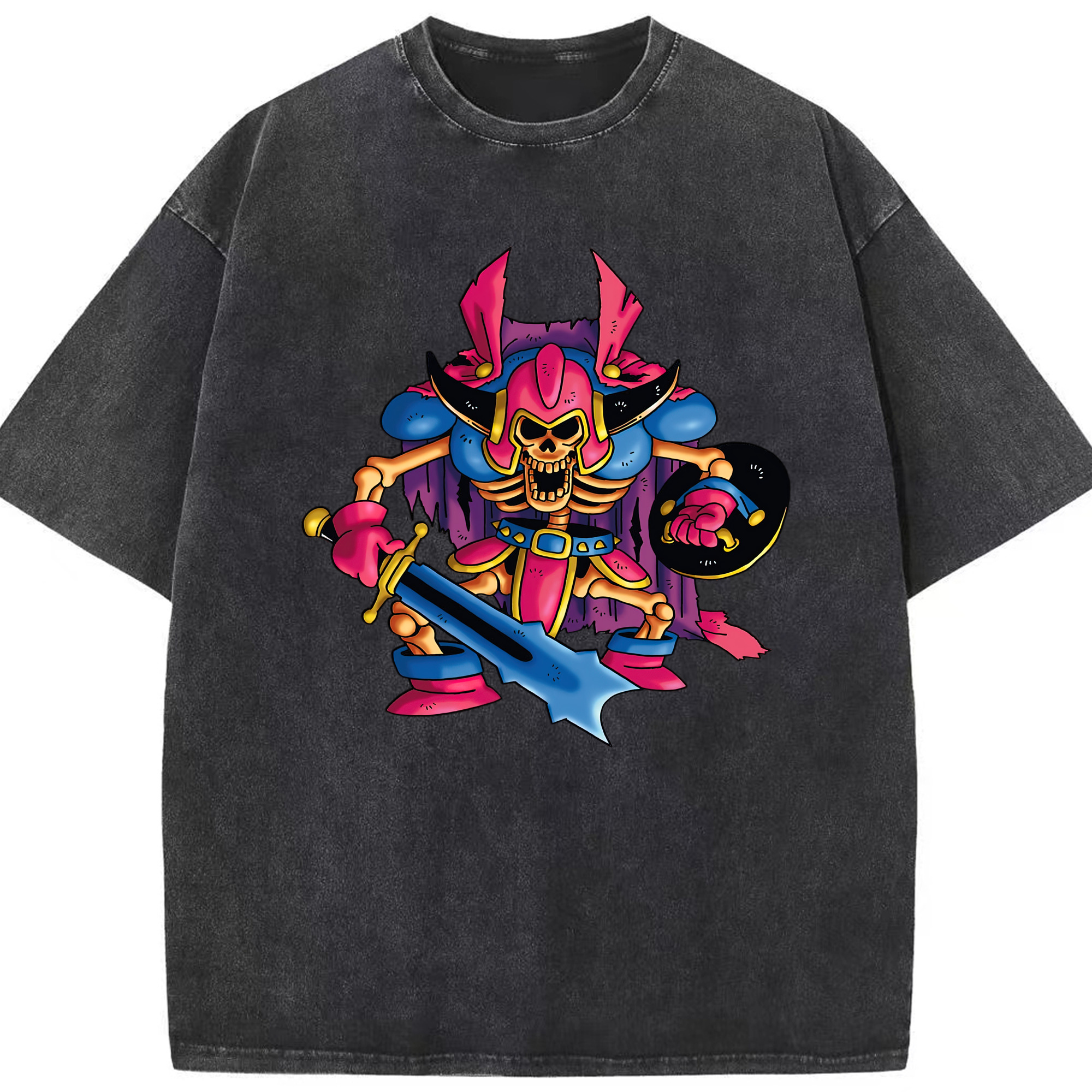 （画像用） ドラゴンクエスト Doragon Kuesuto Dragon Quest 綿100% ヴィンテージ風 半袖Tシャツ（フロントプリント）