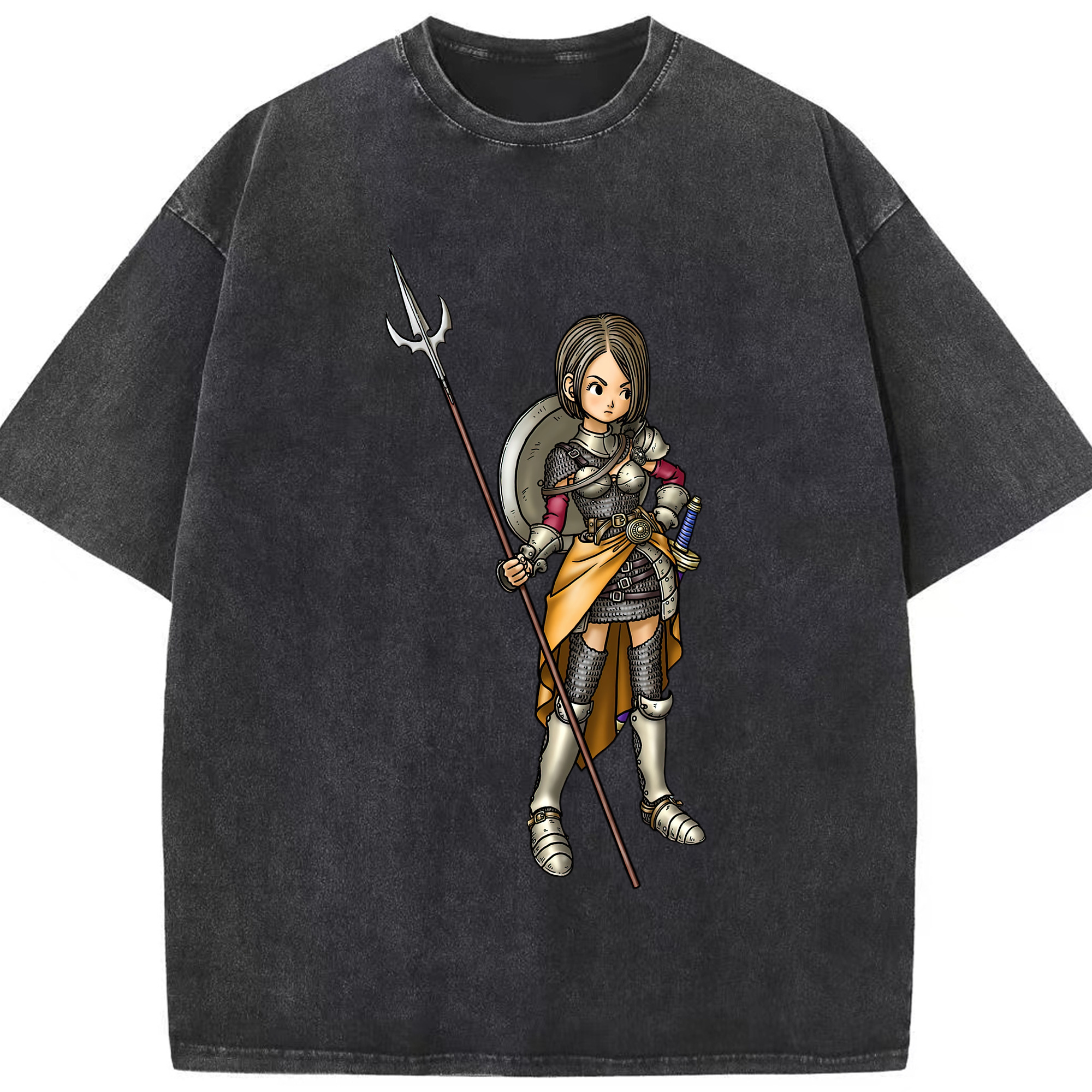 （画像用） ドラゴンクエスト Doragon Kuesuto Dragon Quest 綿100% ヴィンテージ風 半袖Tシャツ（フロントプリント）