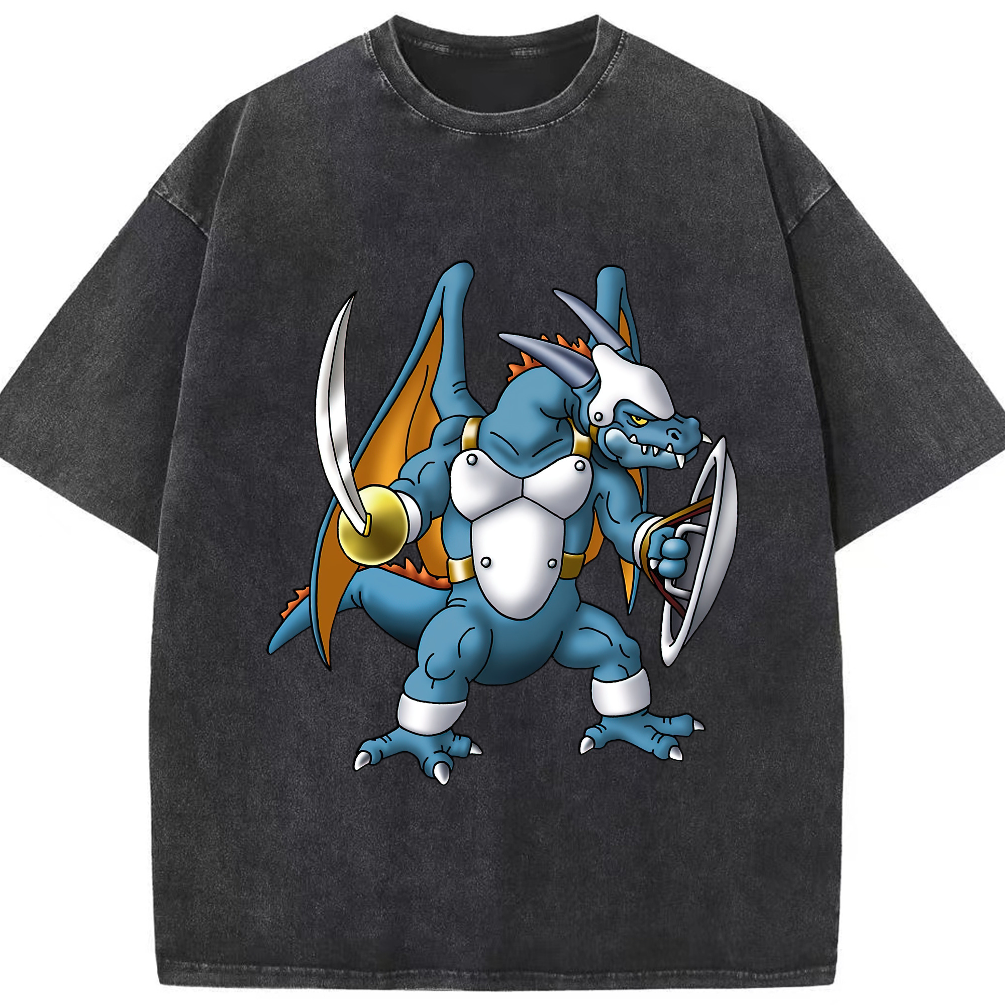 （画像用） ドラゴンクエスト Doragon Kuesuto Dragon Quest 綿100% ヴィンテージ風 半袖Tシャツ（フロントプリント）