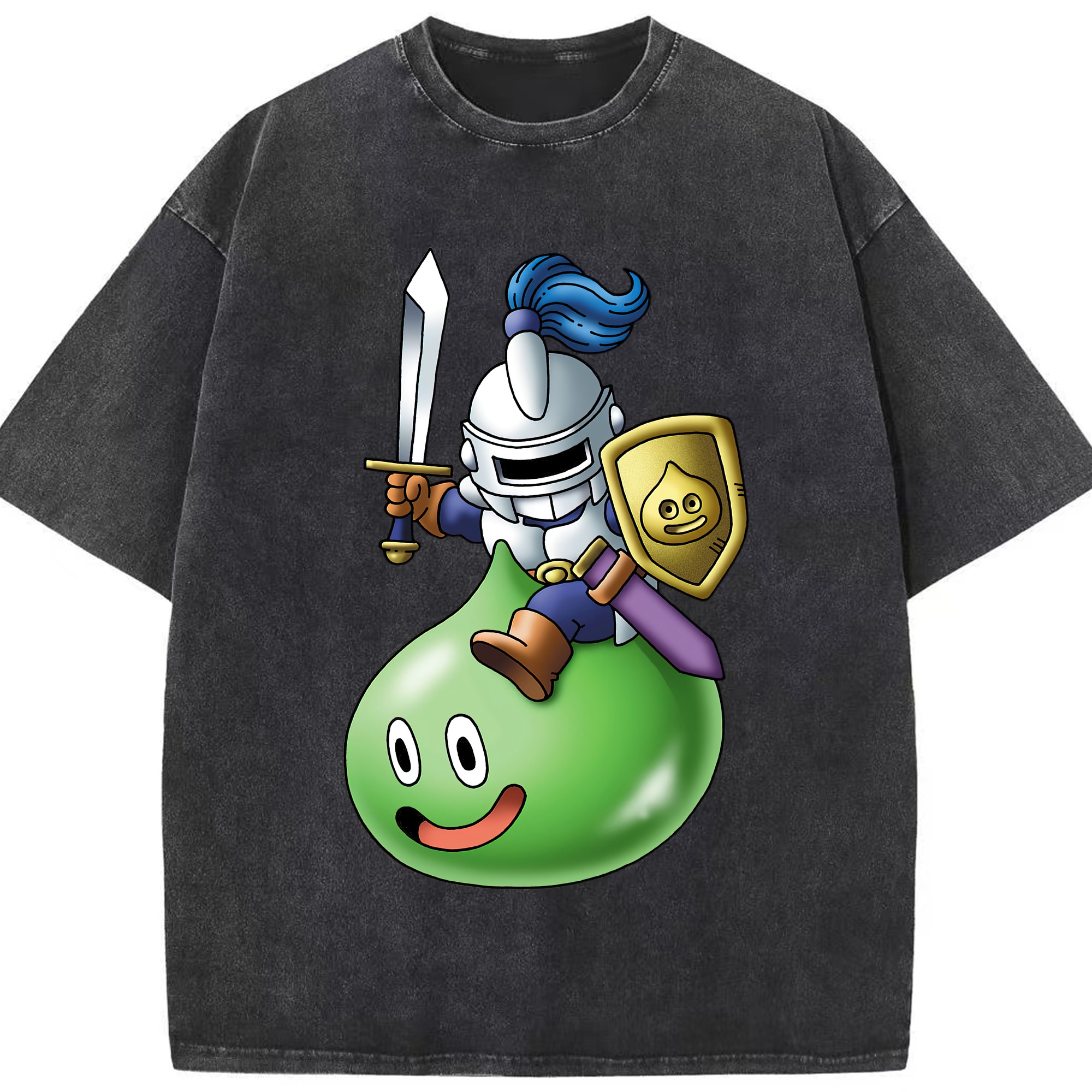 （画像用） ドラゴンクエスト Doragon Kuesuto Dragon Quest 綿100% ヴィンテージ風 半袖Tシャツ（フロントプリント）