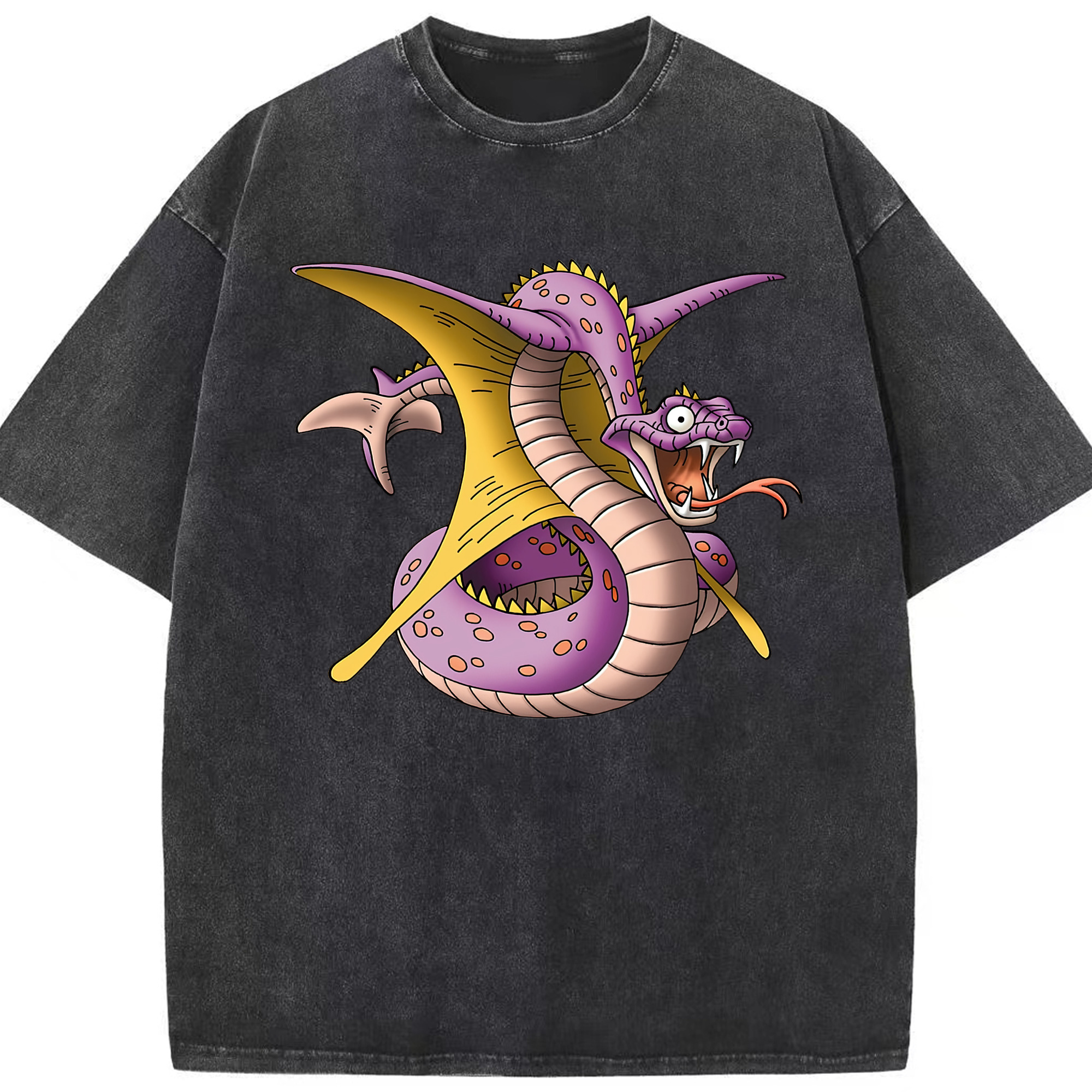 （画像用） ドラゴンクエスト Doragon Kuesuto Dragon Quest 綿100% ヴィンテージ風 半袖Tシャツ（フロントプリント）