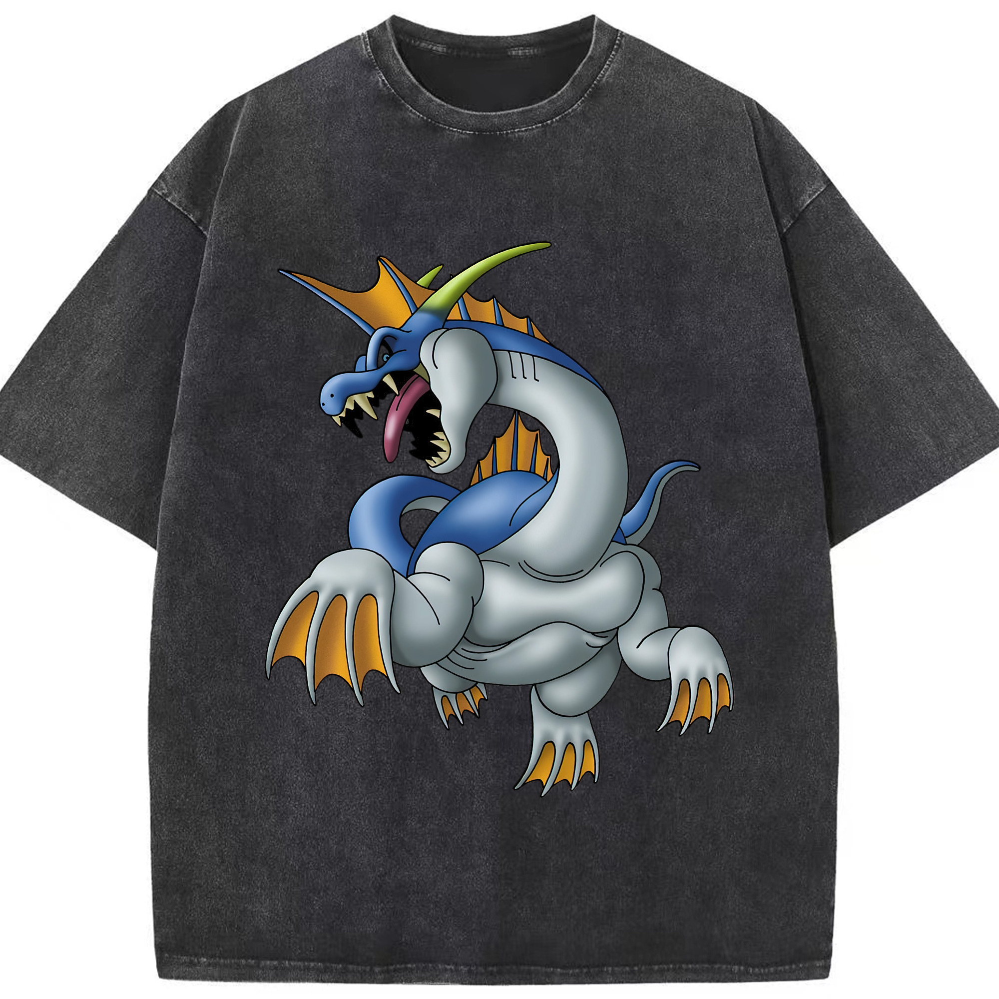 （画像用） ドラゴンクエスト Doragon Kuesuto Dragon Quest 綿100% ヴィンテージ風 半袖Tシャツ（フロントプリント）