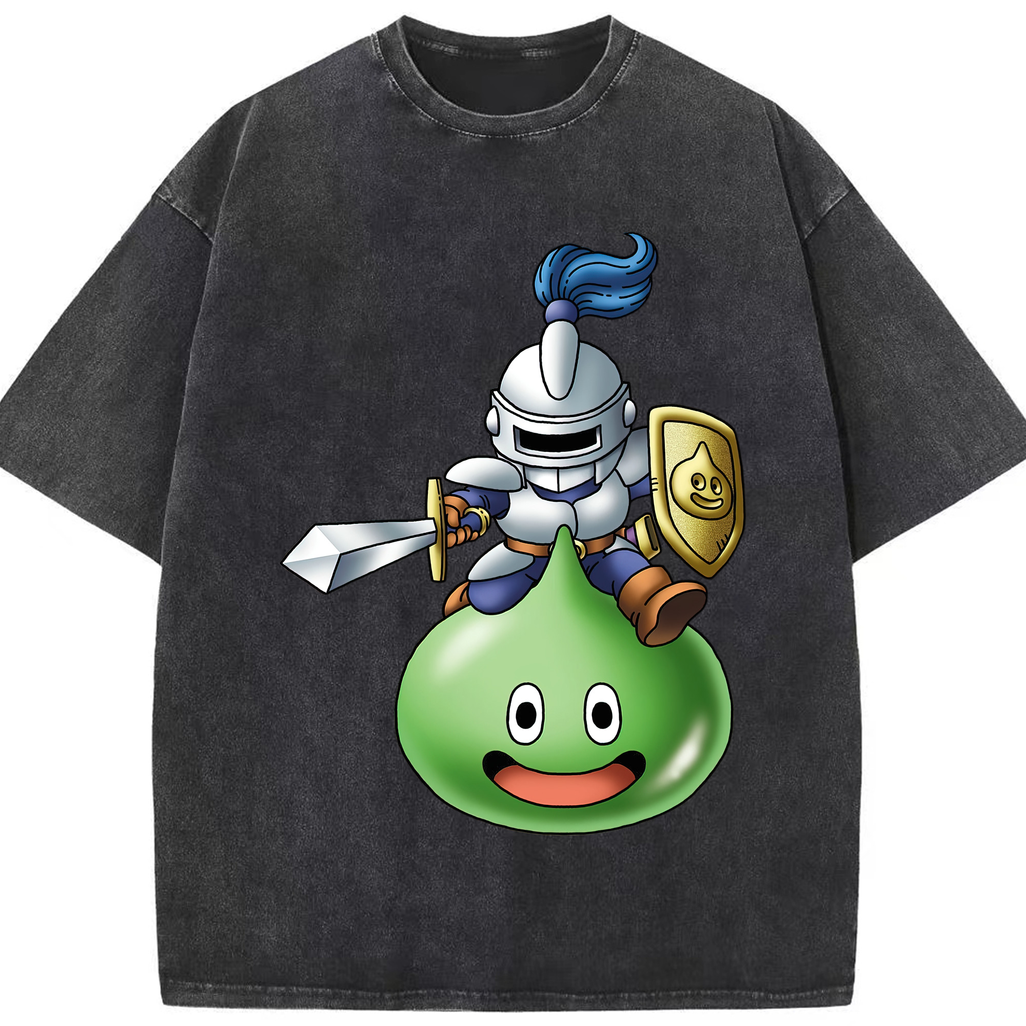 （画像用） ドラゴンクエスト Doragon Kuesuto Dragon Quest 綿100% ヴィンテージ風 半袖Tシャツ（フロントプリント）
