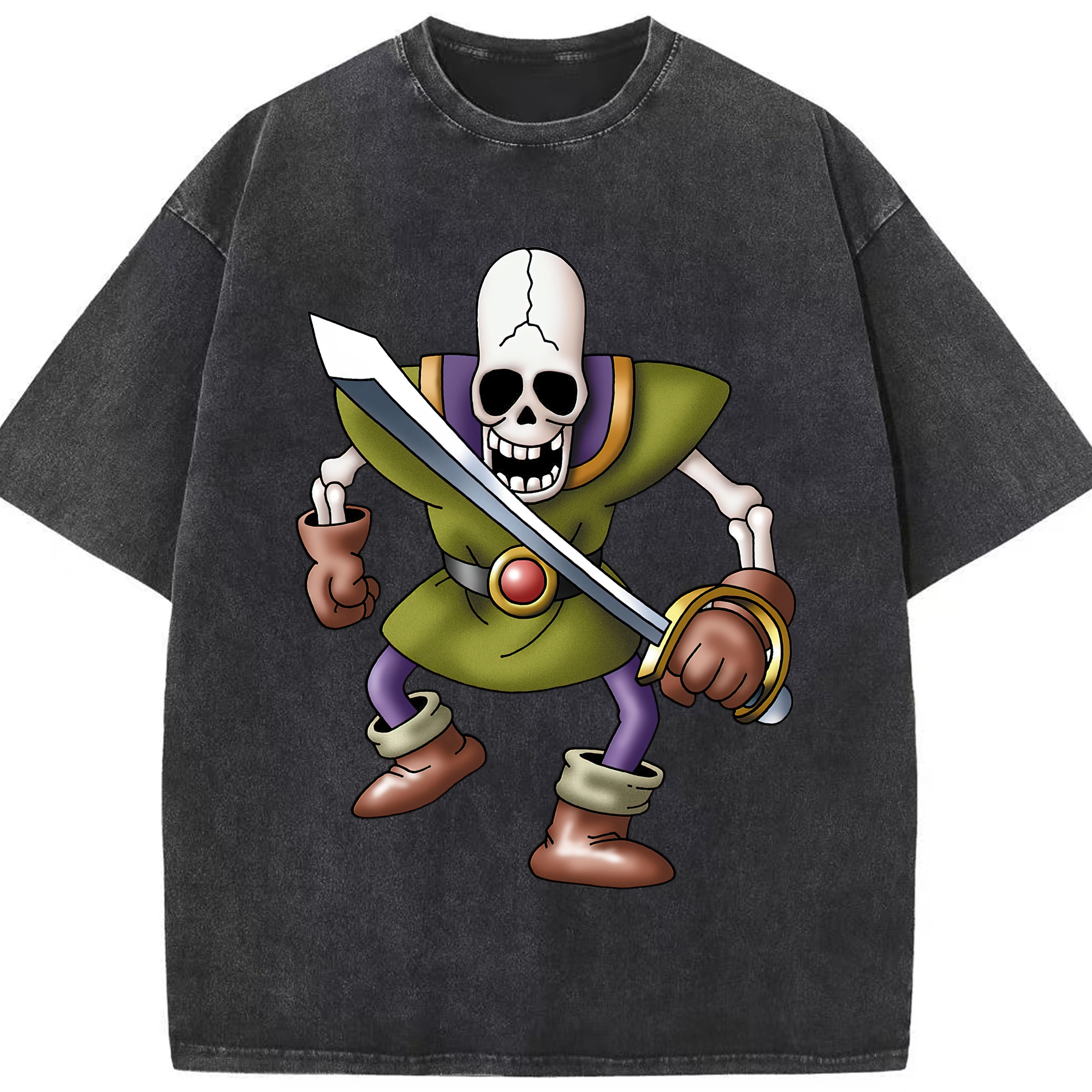 （画像用） ドラゴンクエスト Doragon Kuesuto Dragon Quest 綿100% ヴィンテージ風 半袖Tシャツ（フロントプリント）