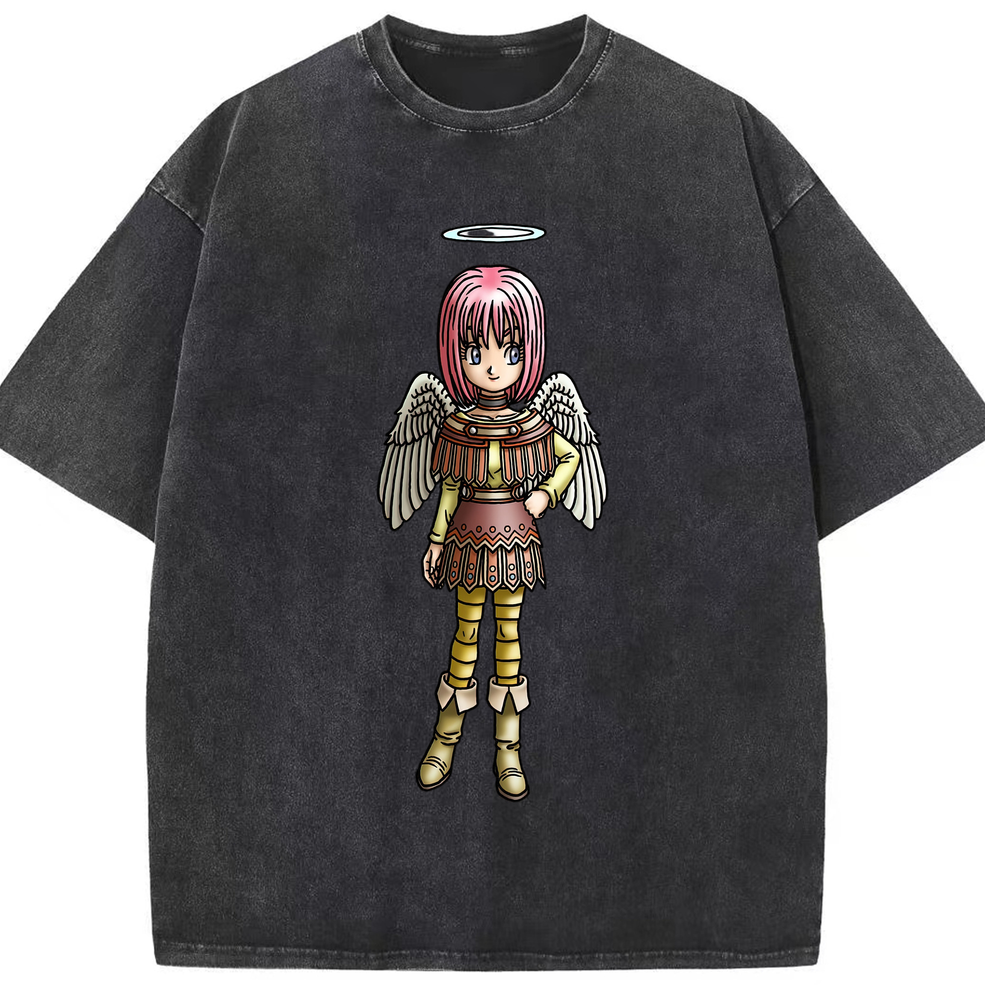 （画像用） ドラゴンクエスト Doragon Kuesuto Dragon Quest 綿100% ヴィンテージ風 半袖Tシャツ（フロントプリント）