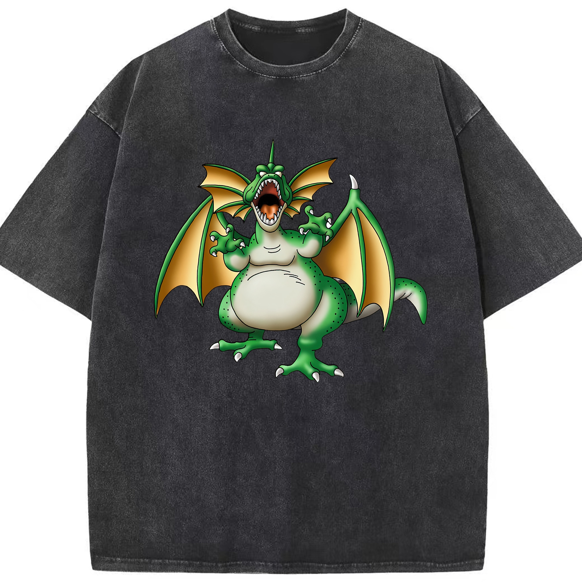 （画像用） ドラゴンクエスト Doragon Kuesuto Dragon Quest 綿100% ヴィンテージ風 半袖Tシャツ（フロントプリント）