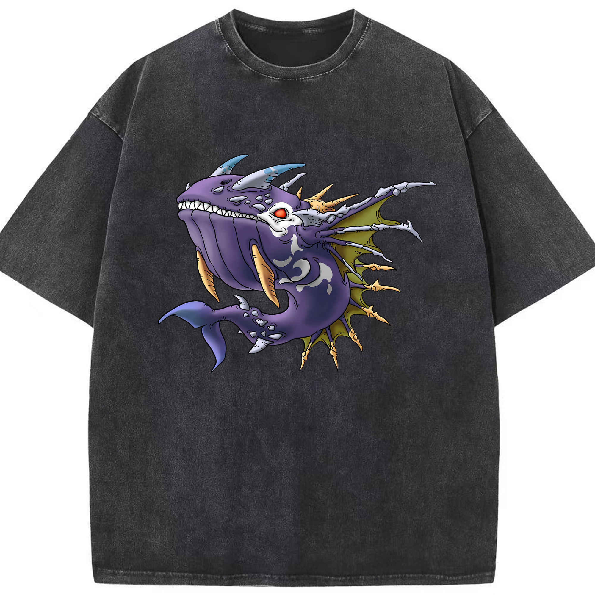 （画像用） ドラゴンクエスト Doragon Kuesuto Dragon Quest 綿100% ヴィンテージ風 半袖Tシャツ（フロントプリント）