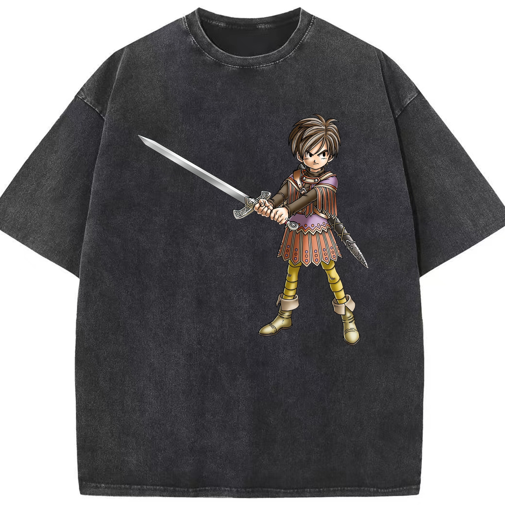 （画像用） ドラゴンクエスト Doragon Kuesuto Dragon Quest 綿100% ヴィンテージ風 半袖Tシャツ（フロントプリント）