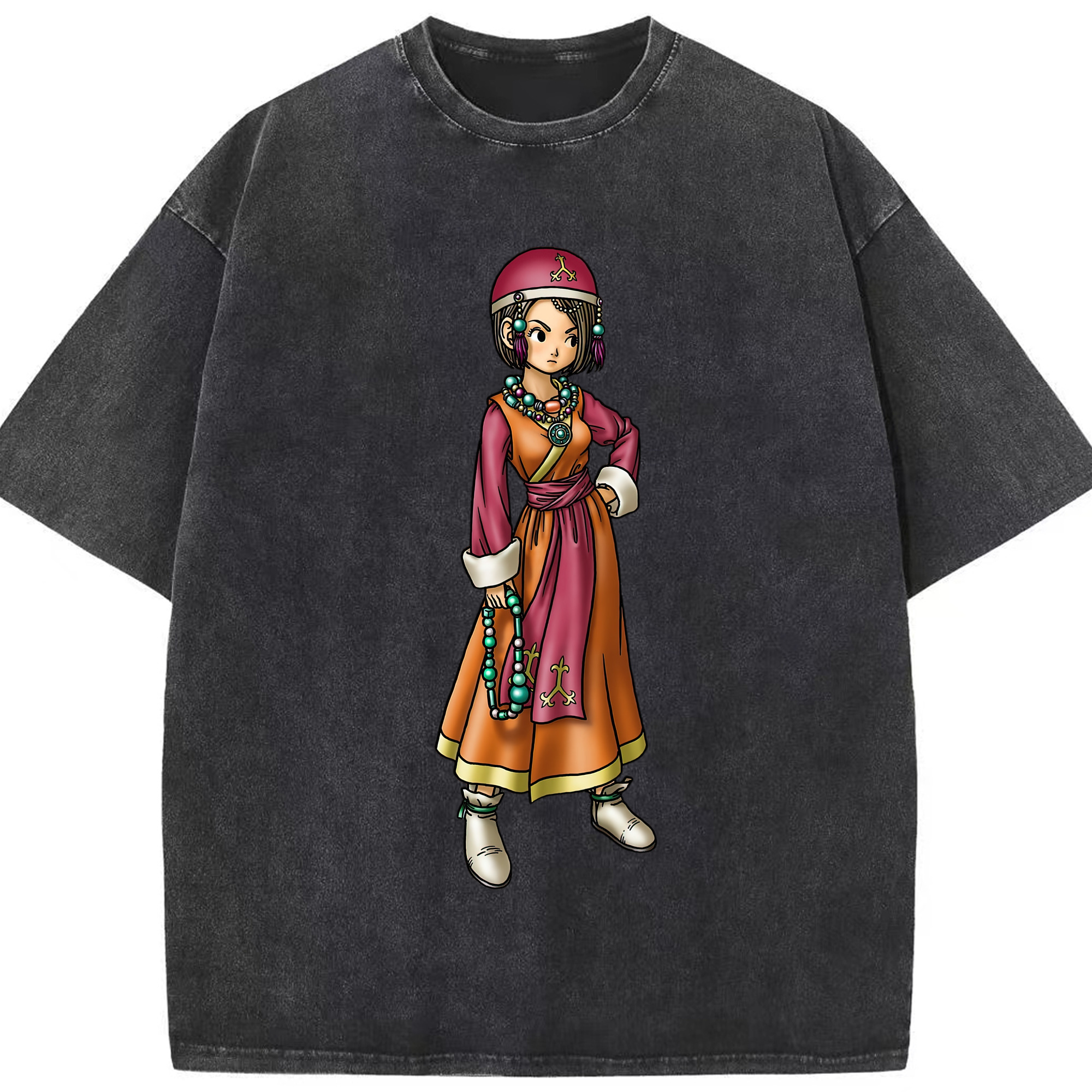 （画像用） ドラゴンクエスト Doragon Kuesuto Dragon Quest 綿100% ヴィンテージ風 半袖Tシャツ（フロントプリント）