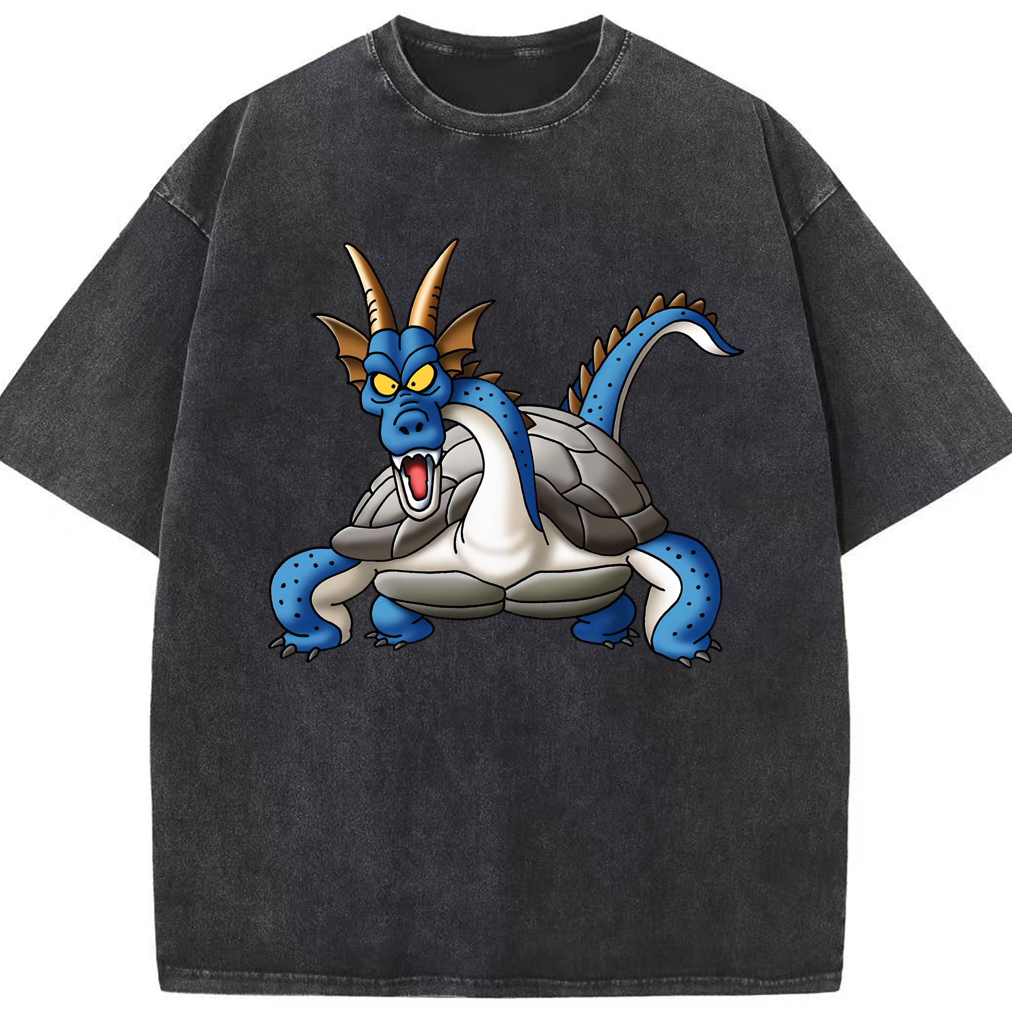 （画像用） ドラゴンクエスト Doragon Kuesuto Dragon Quest 綿100% ヴィンテージ風 半袖Tシャツ（フロントプリント）